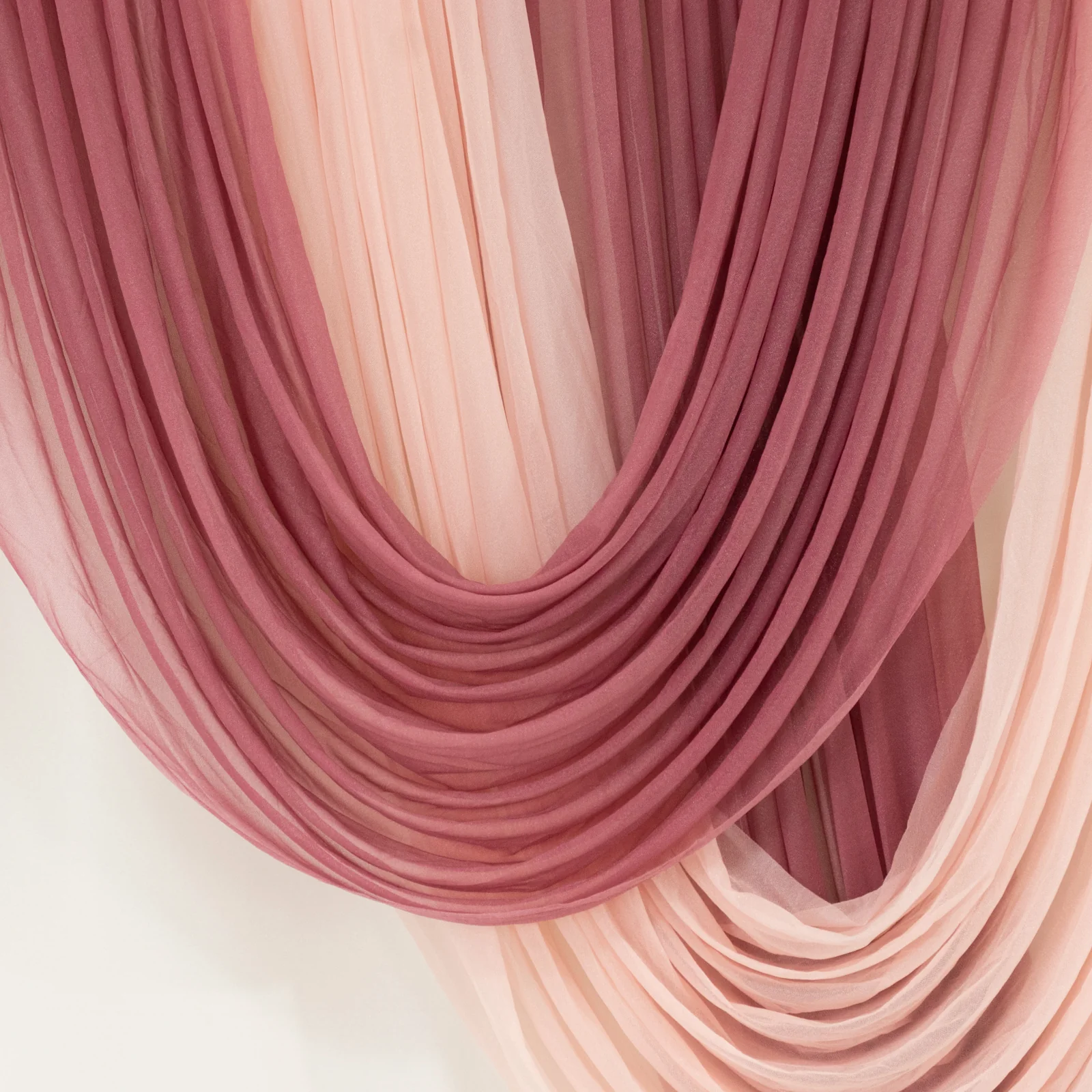 Sheer Chiffon Backdrop Valance Drapes – 4ft x 4ft Mauve Cinnamon Rose Curved Swag Topper Panel - Image 8