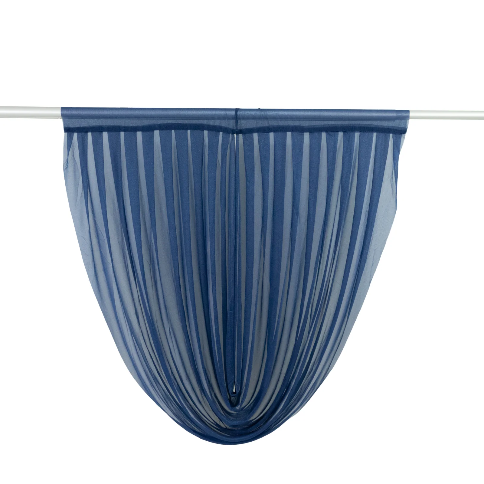 Sheer Chiffon Backdrop Valance Drapes – 4ft x 4ft Navy Blue Curved Swag Topper Panel - Image 2