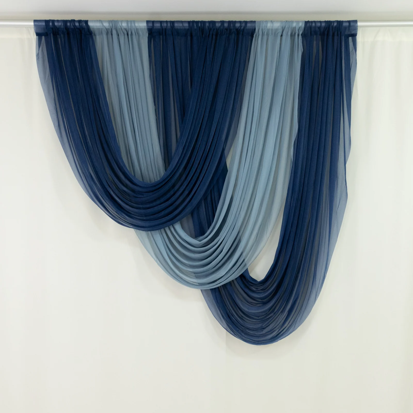 Sheer Chiffon Valance Curtain 4ft x 6ft – Navy Blue Wedding Arch Voile Drape with Rod Pocket, Backdrop Panel - Image 8