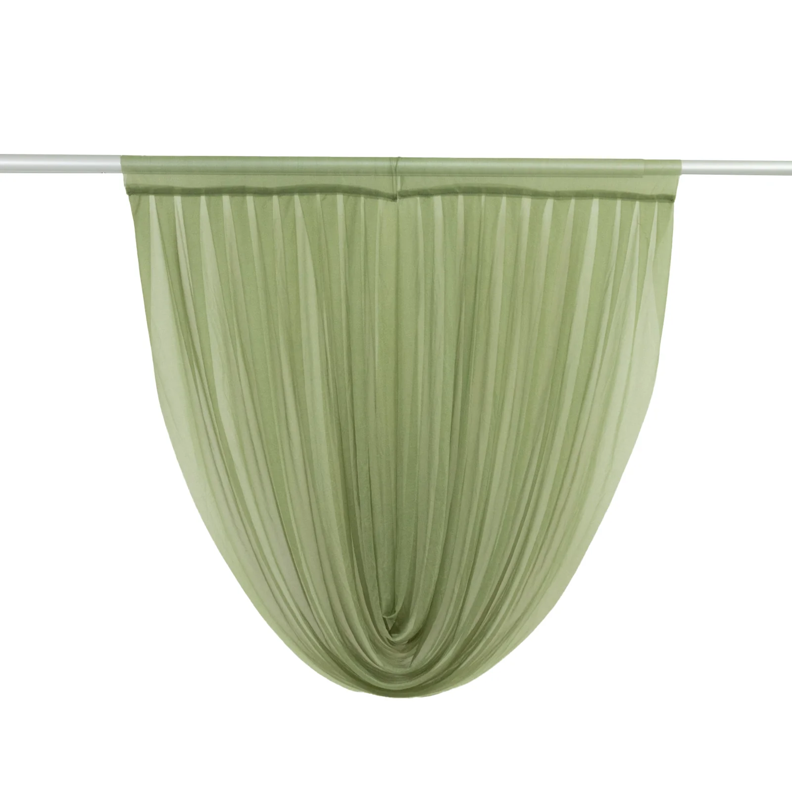 Sheer Chiffon Backdrop Valance Drapes – 4ft x 4ft Dusty Sage Green Curved Swag Topper Panel - Image 2