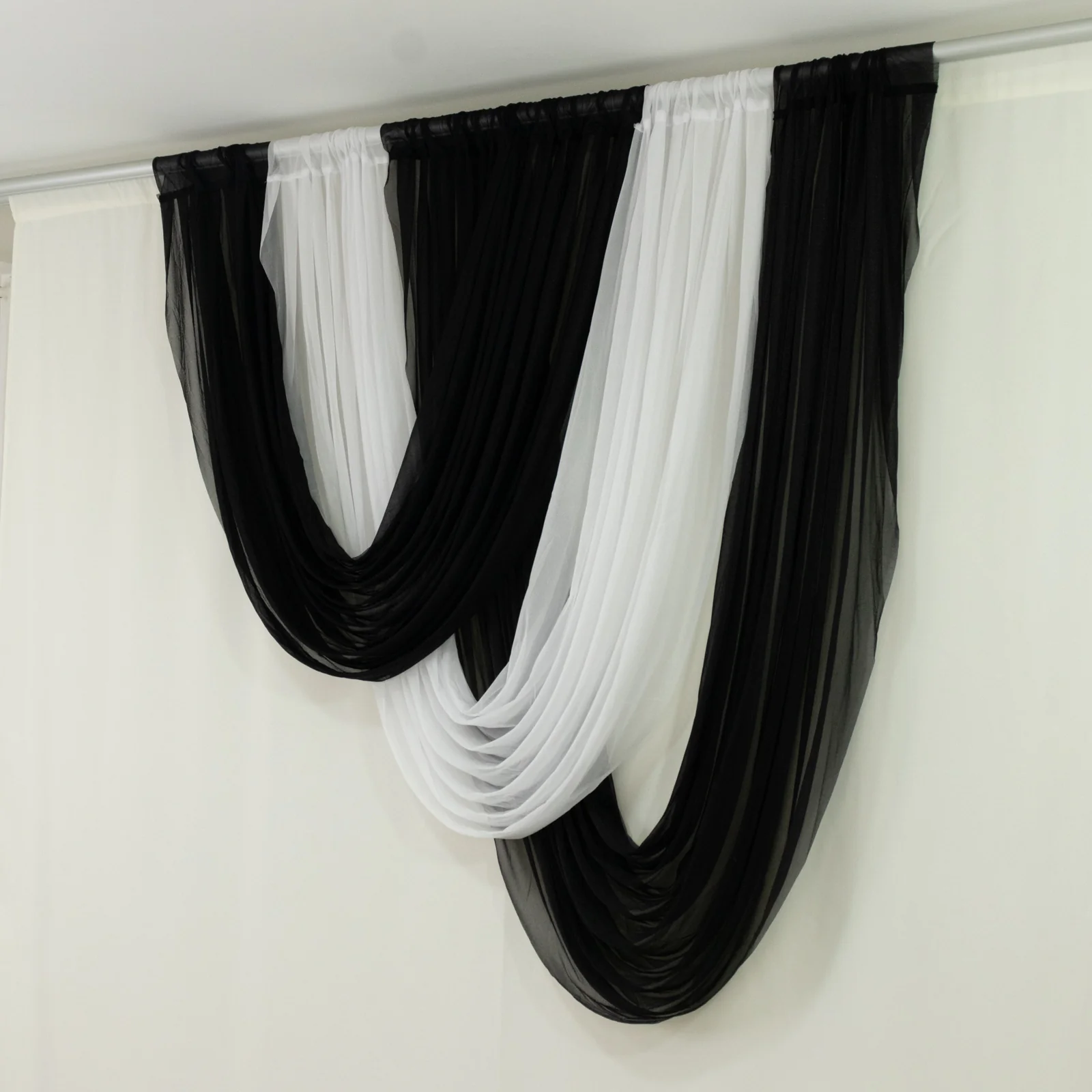 Sheer Chiffon Valance Curtain 4ft x 6ft – White Wedding Arch Voile Drape with Rod Pocket, Backdrop Panel - Image 2