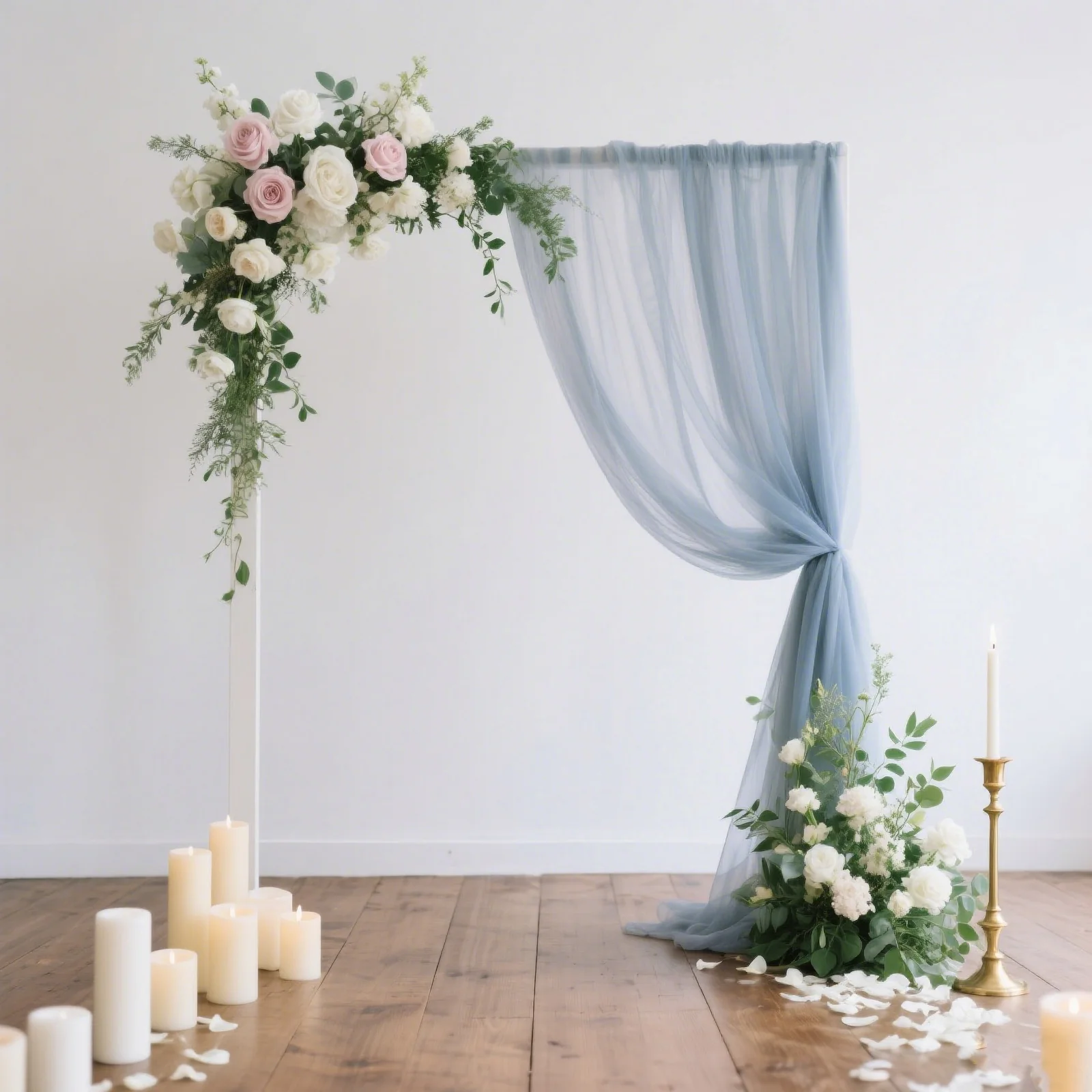 Sheer Wedding Arch Drape 5ft × 10ft Dusty Blue – Backdrop Curtain Panel with Rod Pocket - Image 3