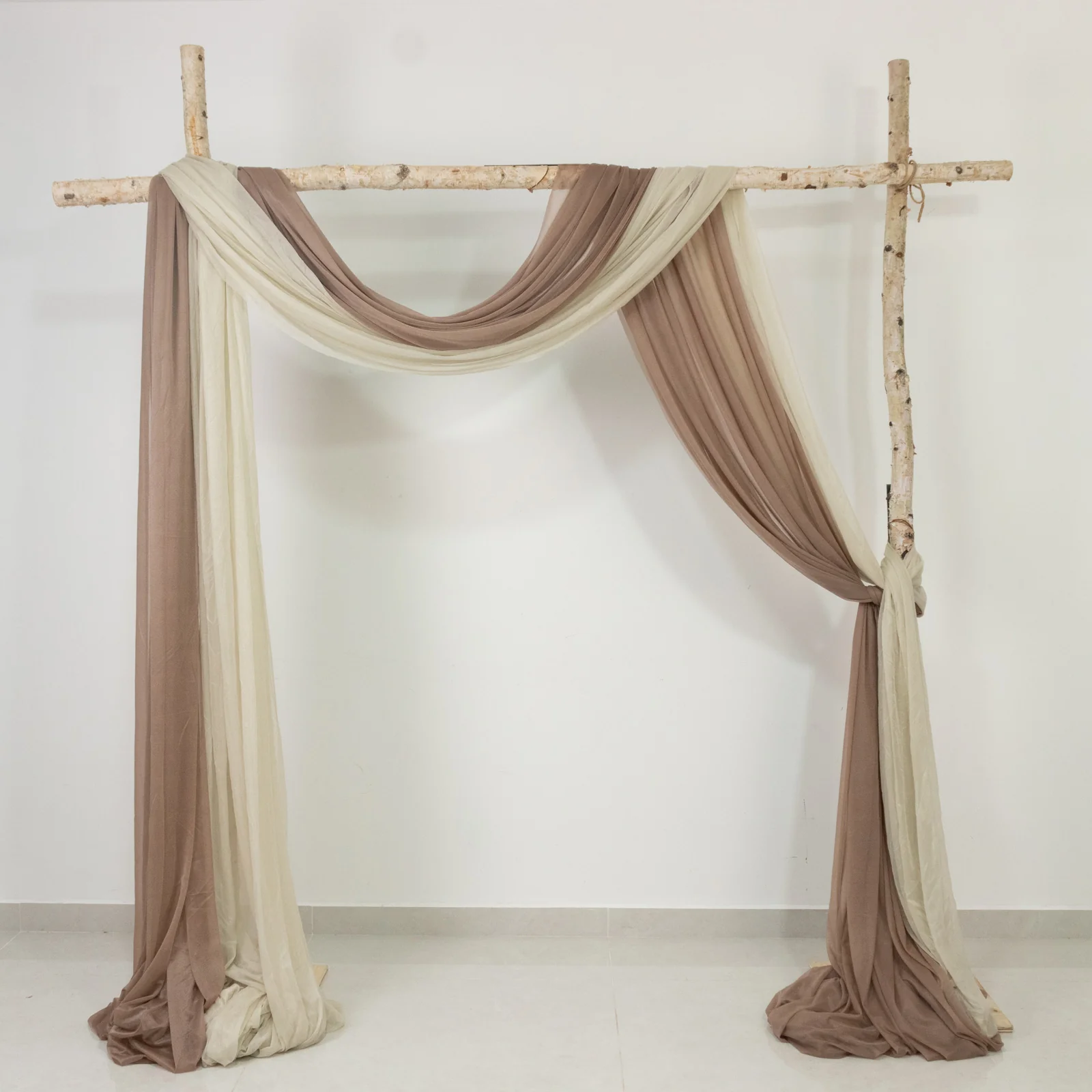 Sheer Wedding Arch Drape – 5ftx32ft Taupe Sheer Curtain Backdrop, Ceiling Drapery Panel - Image 2