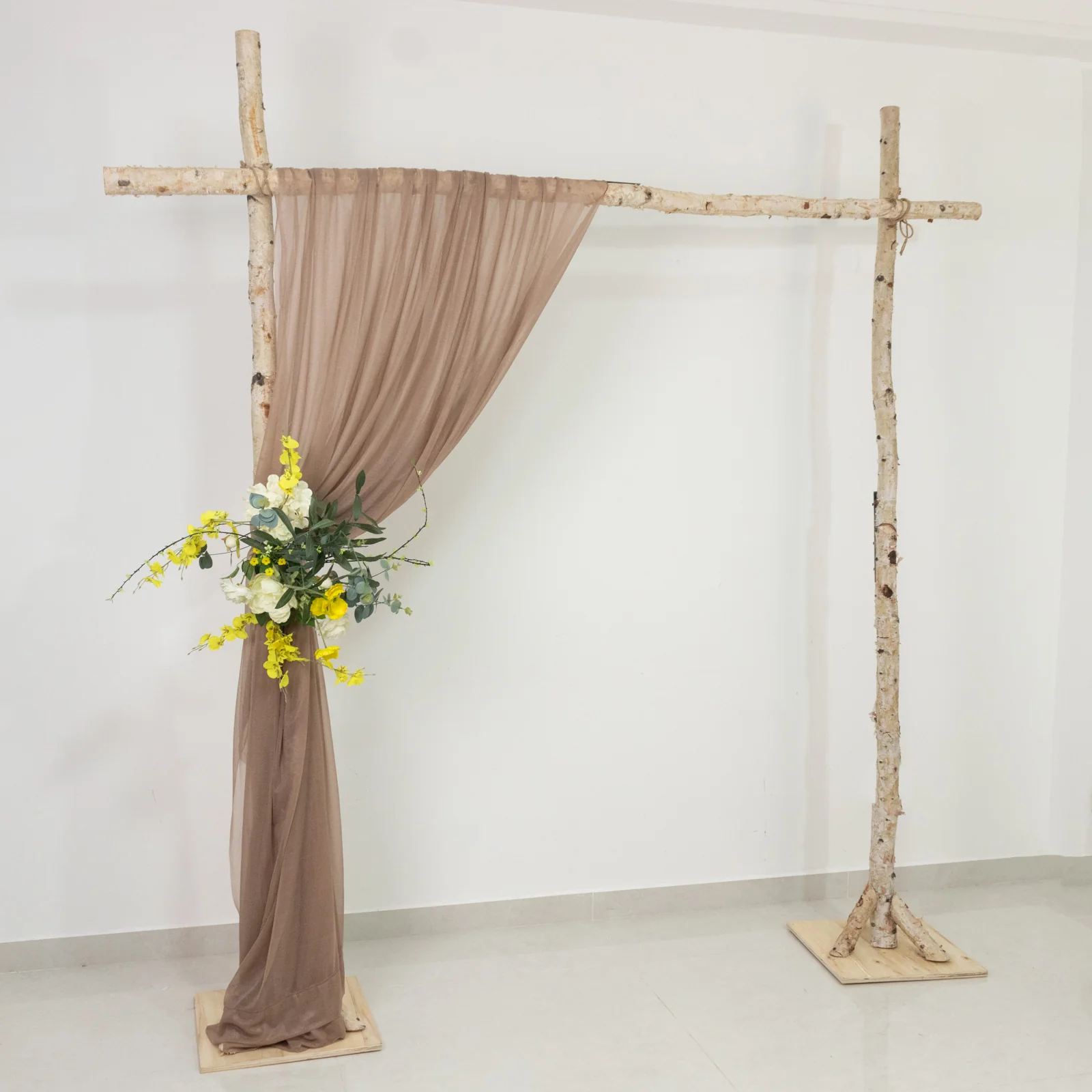 Sheer Wedding Arch Drape – 5ftx14ft Taupe Sheer Curtain Backdrop, Ceiling Drapery Panel
