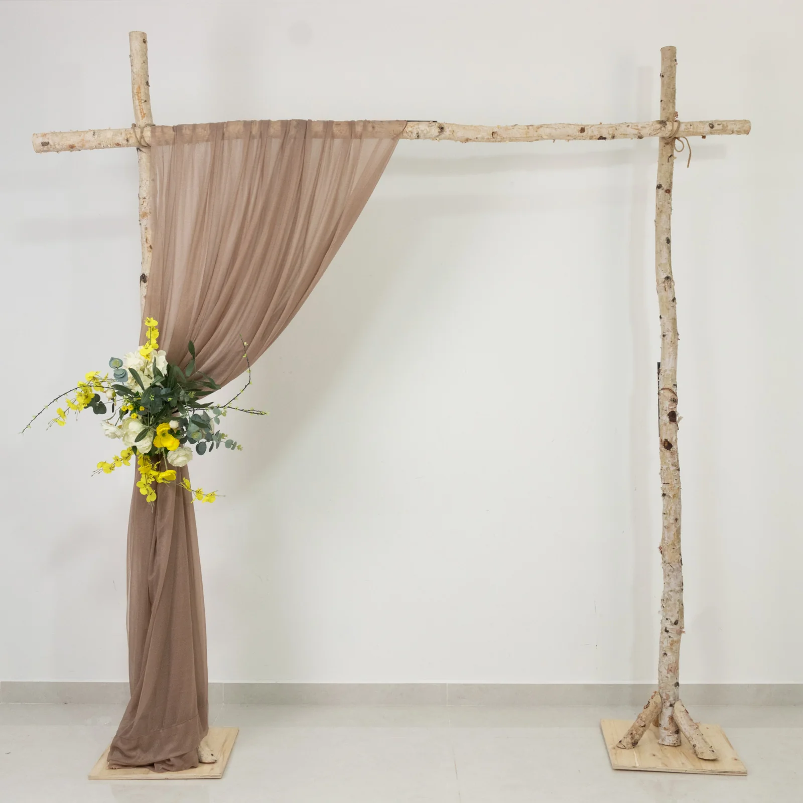 Sheer Wedding Arch Drape – 5ftx14ft Taupe Sheer Curtain Backdrop, Ceiling Drapery Panel - Image 6