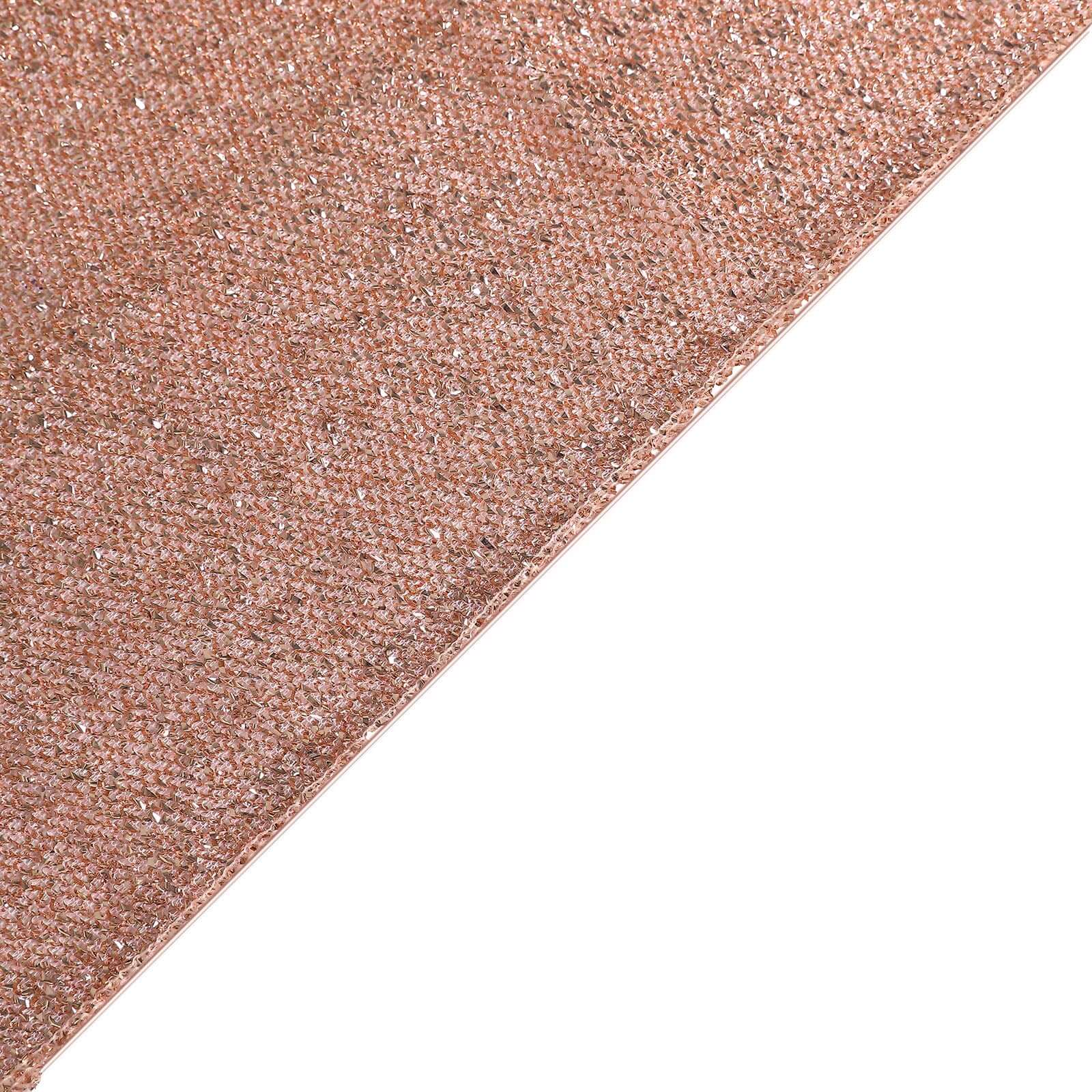 Shimmer Tinsel Spandex Rectangle Tablecloth 72"x30" Metallic Rose Gold - Glittered Shiny Table Cover - Image 8