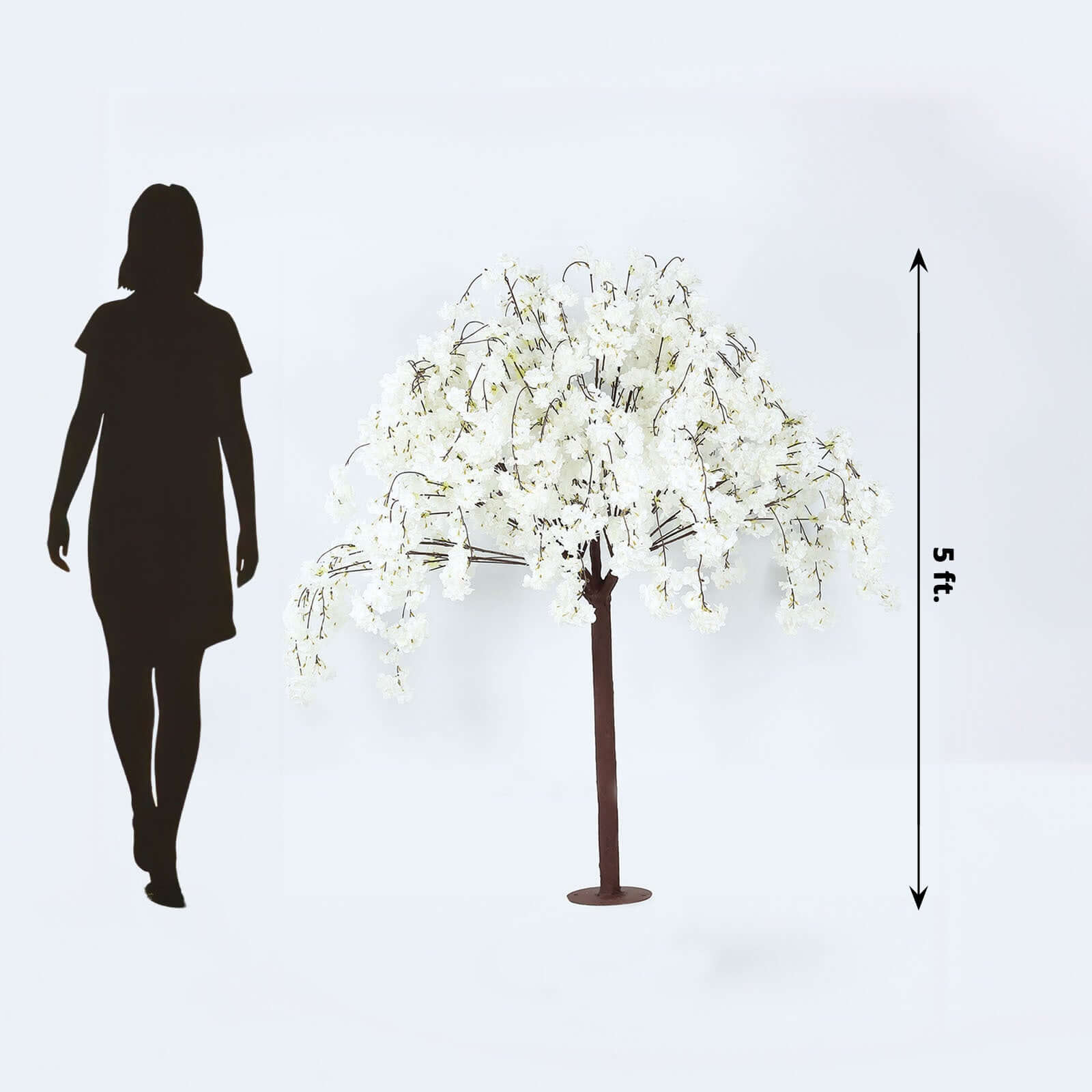 Artificial Cherry Blossom Tree 5ft White – Silk Sakura Wishing Tree with Fiberglass Trunk & Sturdy Metal Base