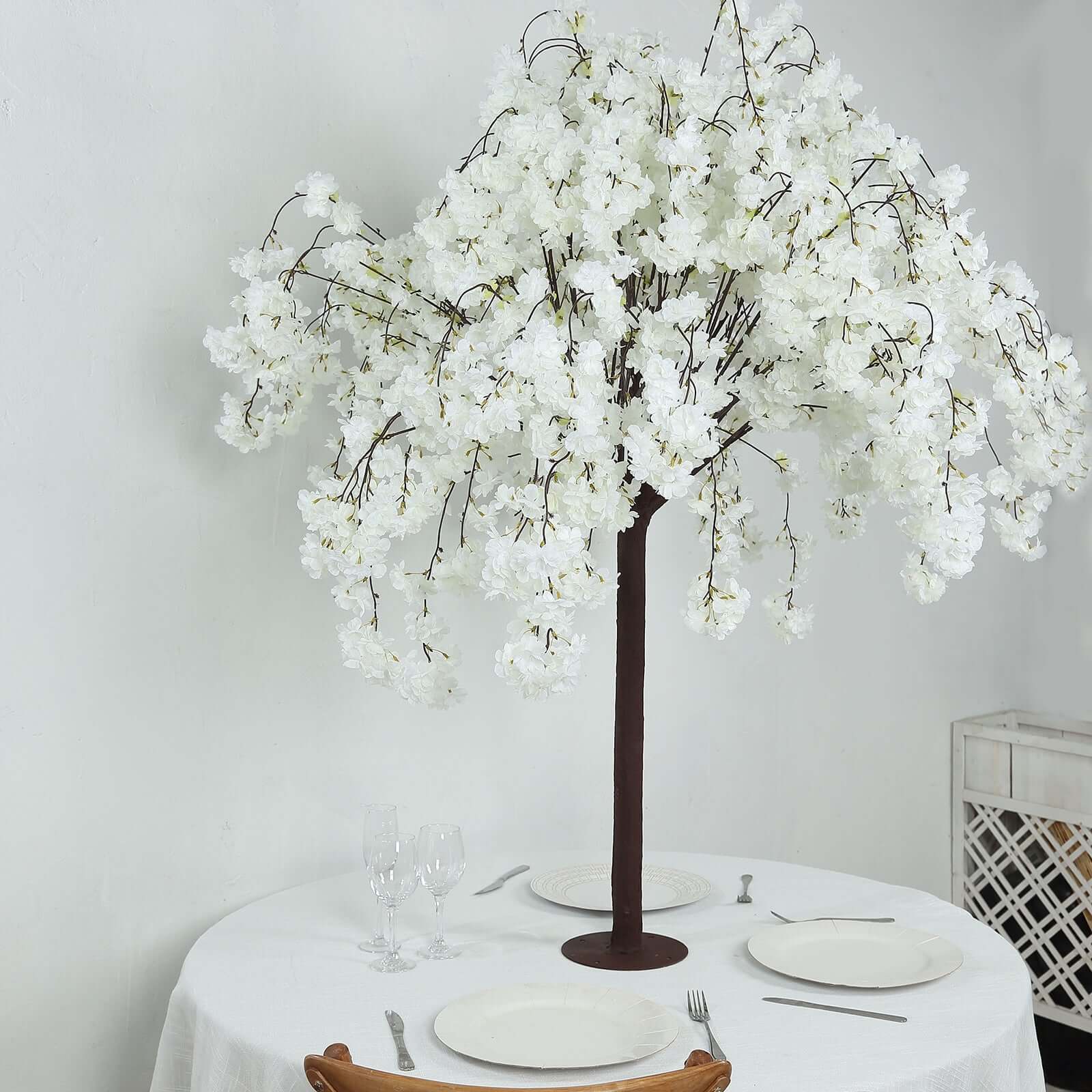 Artificial Cherry Blossom Tree 5ft White – Silk Sakura Wishing Tree with Fiberglass Trunk & Sturdy Metal Base - Image 3