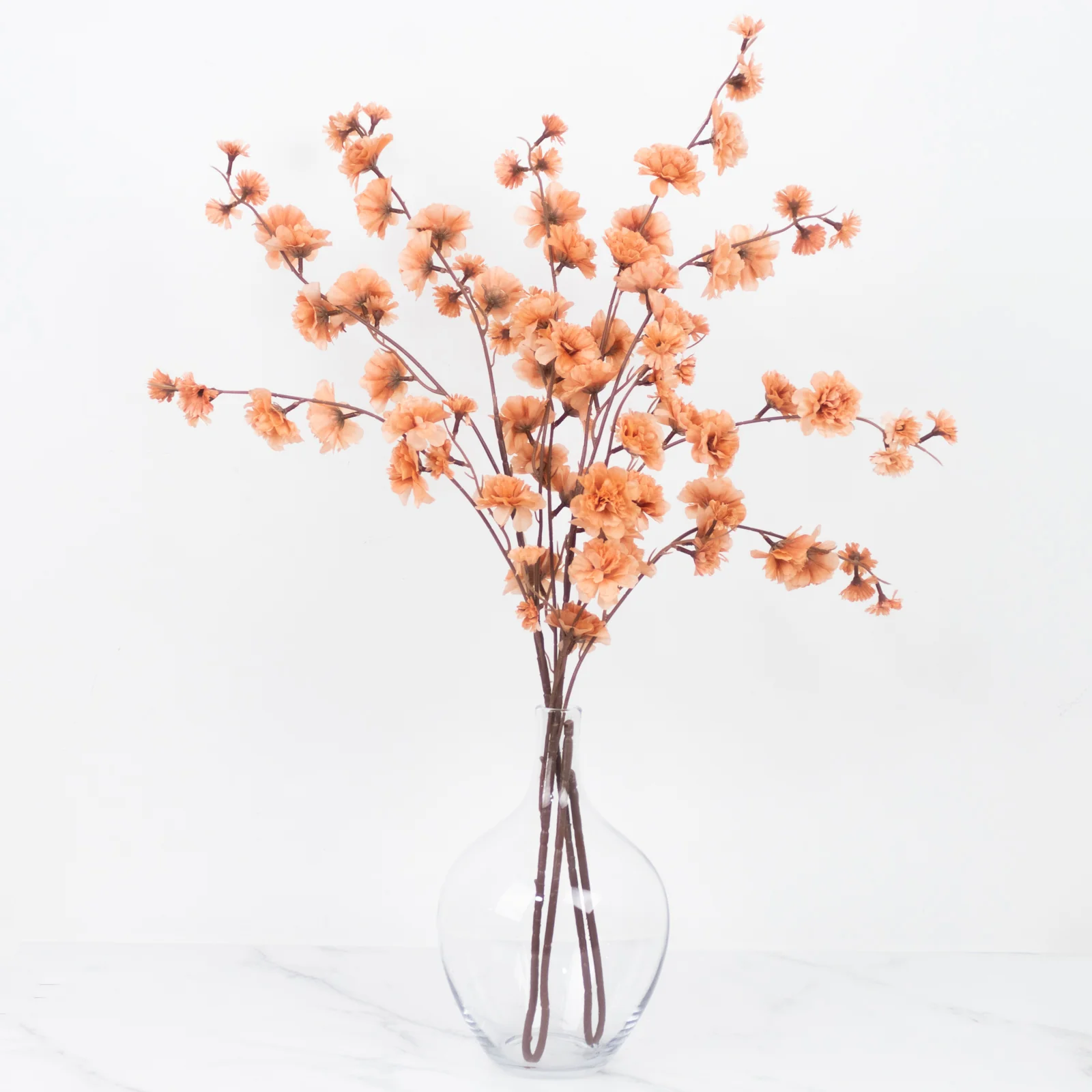 2 Branches Terracotta (Rust) Artificial Silk Carnation Flower Stems 42" Tall - Image 7