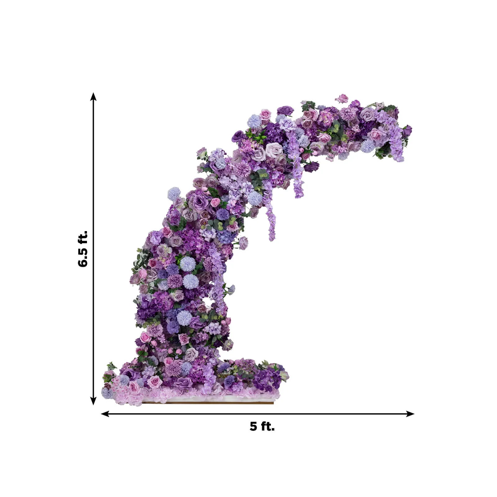 Silk Floral Backdrop for 6.5ft Half Crescent Wedding Arch – Foam-Backed Artificial Flower Arch in Lavender Lilac with Roses, Hydrangeas & Chrysanthemums - Image 3