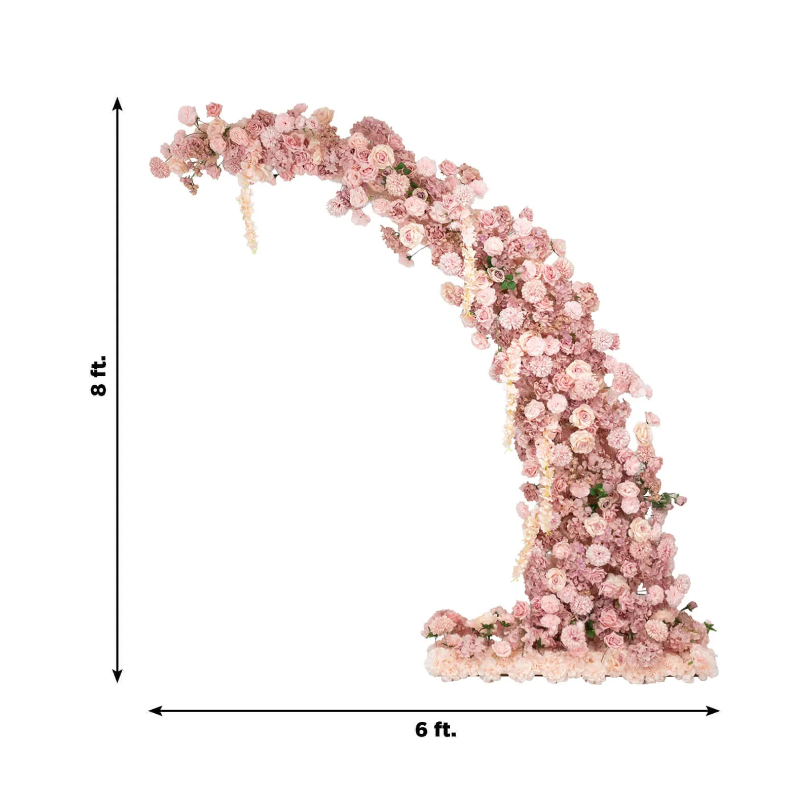 Silk Floral Backdrop for 8ft Half Crescent Wedding Arch – Foam-Backed Artificial Flower Arch in Dusty Rose Mix with Roses, Hydrangeas & Chrysanthemums - Image 3