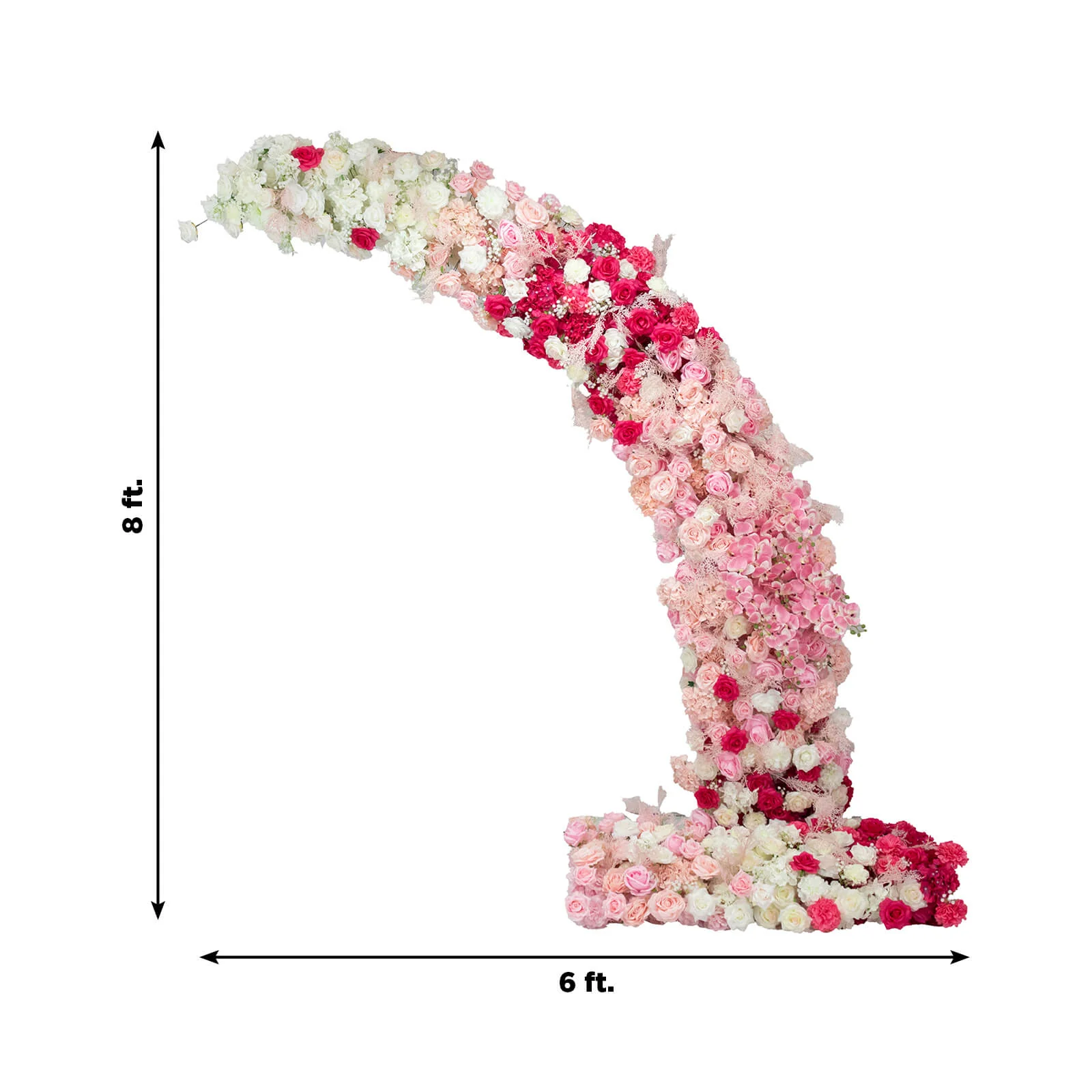 Silk Floral Backdrop for 8ft Half Crescent Wedding Arch – Foam-Backed Artificial Flower Arch in White & Pink Mix with Roses, Hydrangeas & Chrysanthemums - Image 3