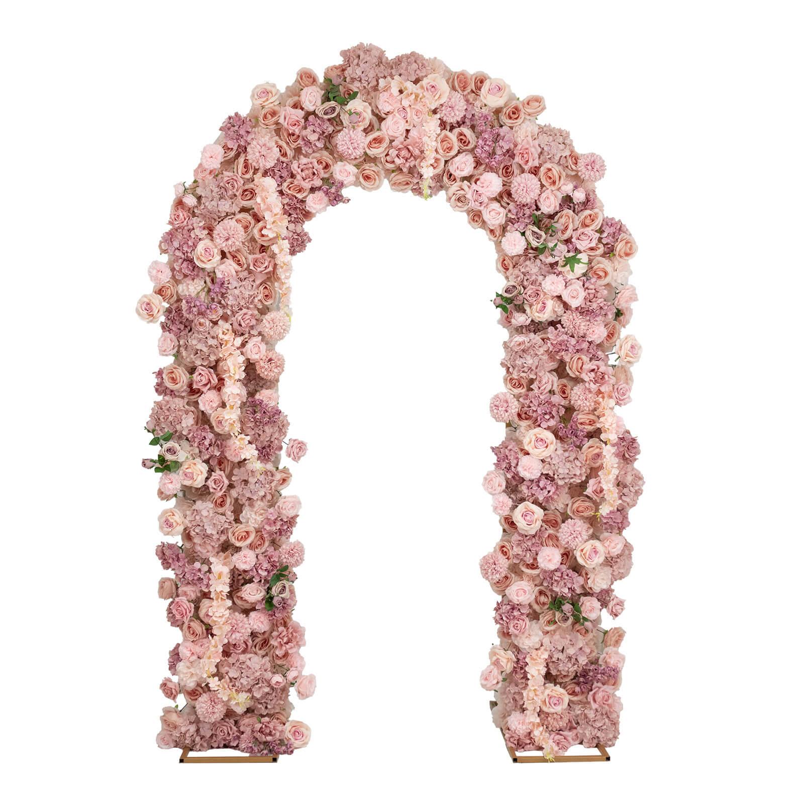 Flower Arch Backdrop Mixed Dusty Rose 4ft x 8ft Artificial Silk Roses, Hydrangeas & Chrysanthemums Floral Arrangement for Round Top Double Arch Stand - Image 2