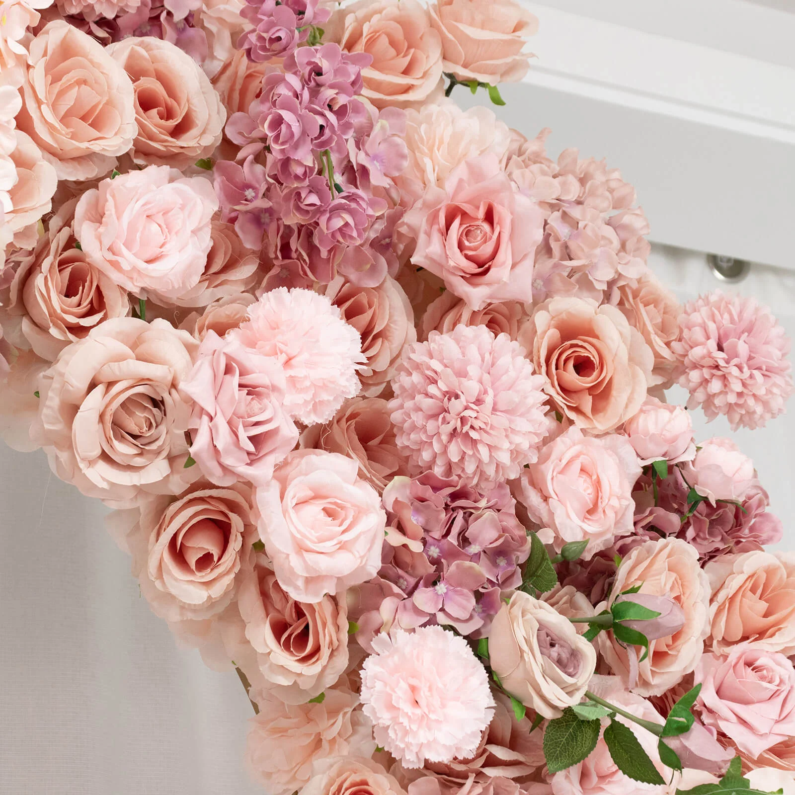 Flower Arch Backdrop Mixed Dusty Rose 4ft x 8ft Artificial Silk Roses, Hydrangeas & Chrysanthemums Floral Arrangement for Round Top Double Arch Stand - Image 7