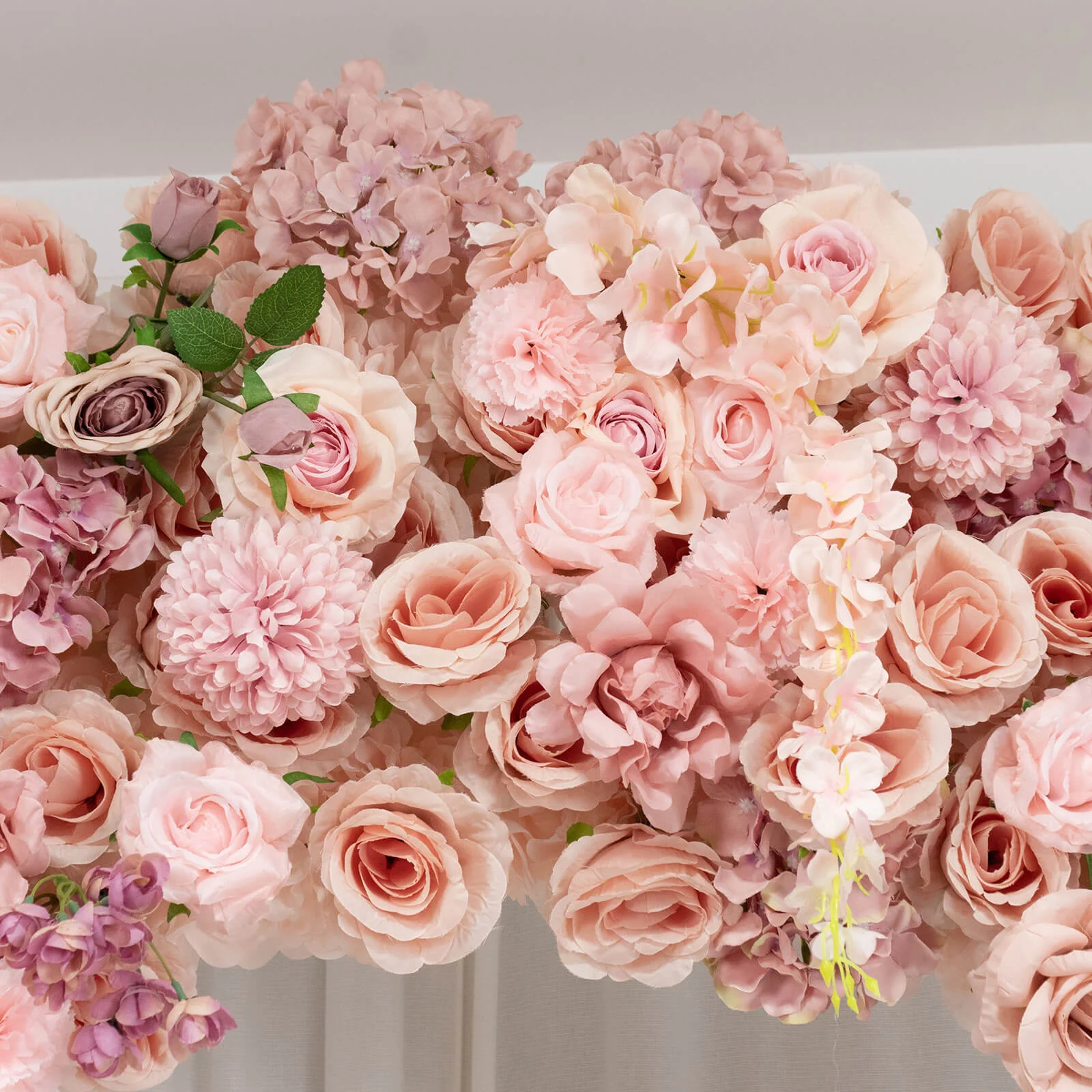 Flower Arch Backdrop Mixed Dusty Rose 4ft x 8ft Artificial Silk Roses, Hydrangeas & Chrysanthemums Floral Arrangement for Round Top Double Arch Stand - Image 8