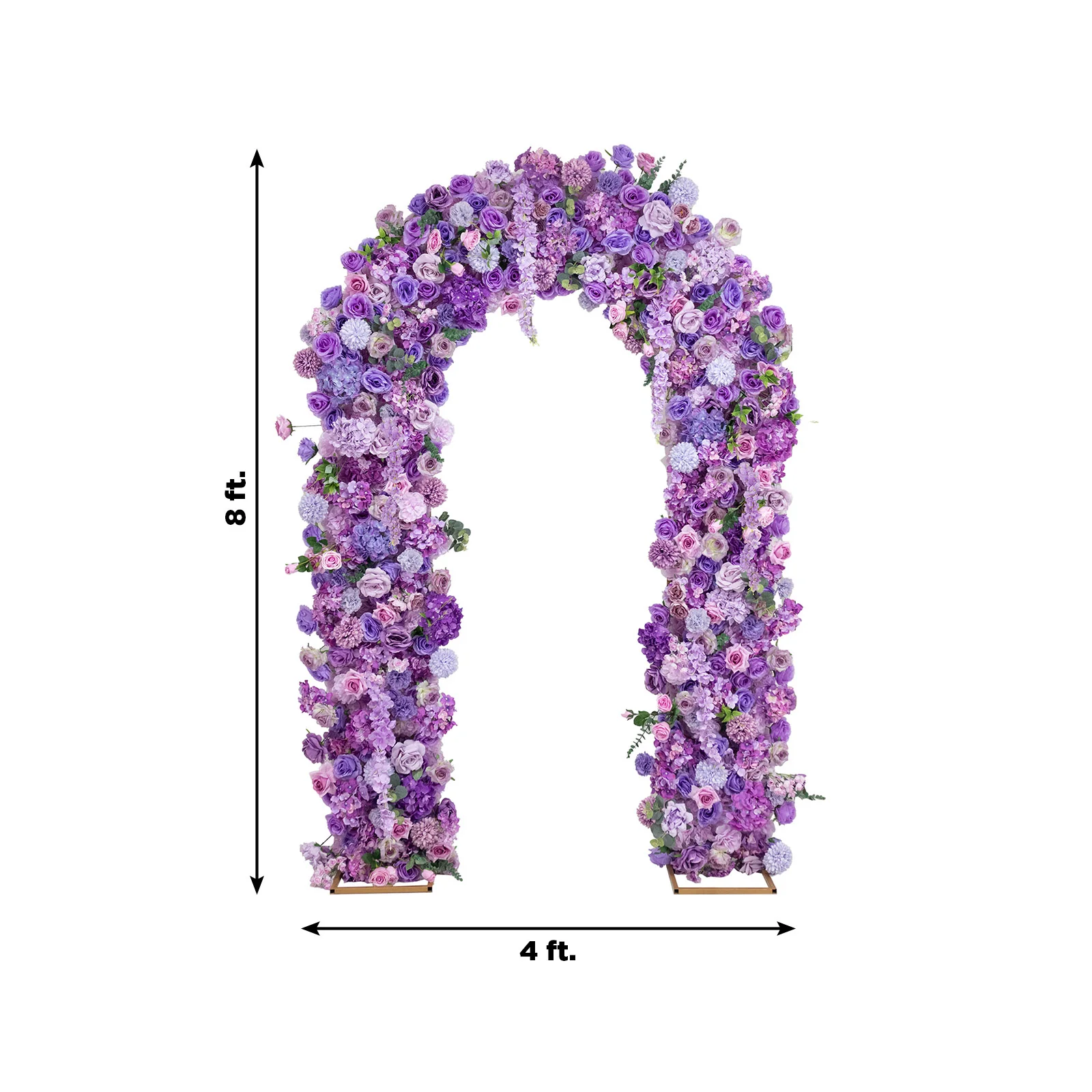 Flower Arch Backdrop Mixed Lavender Lilac 4ft x 8ft Artificial Silk Roses, Hydrangeas & Chrysanthemums Floral Arrangement for Round Top Double Arch Stand - Image 3