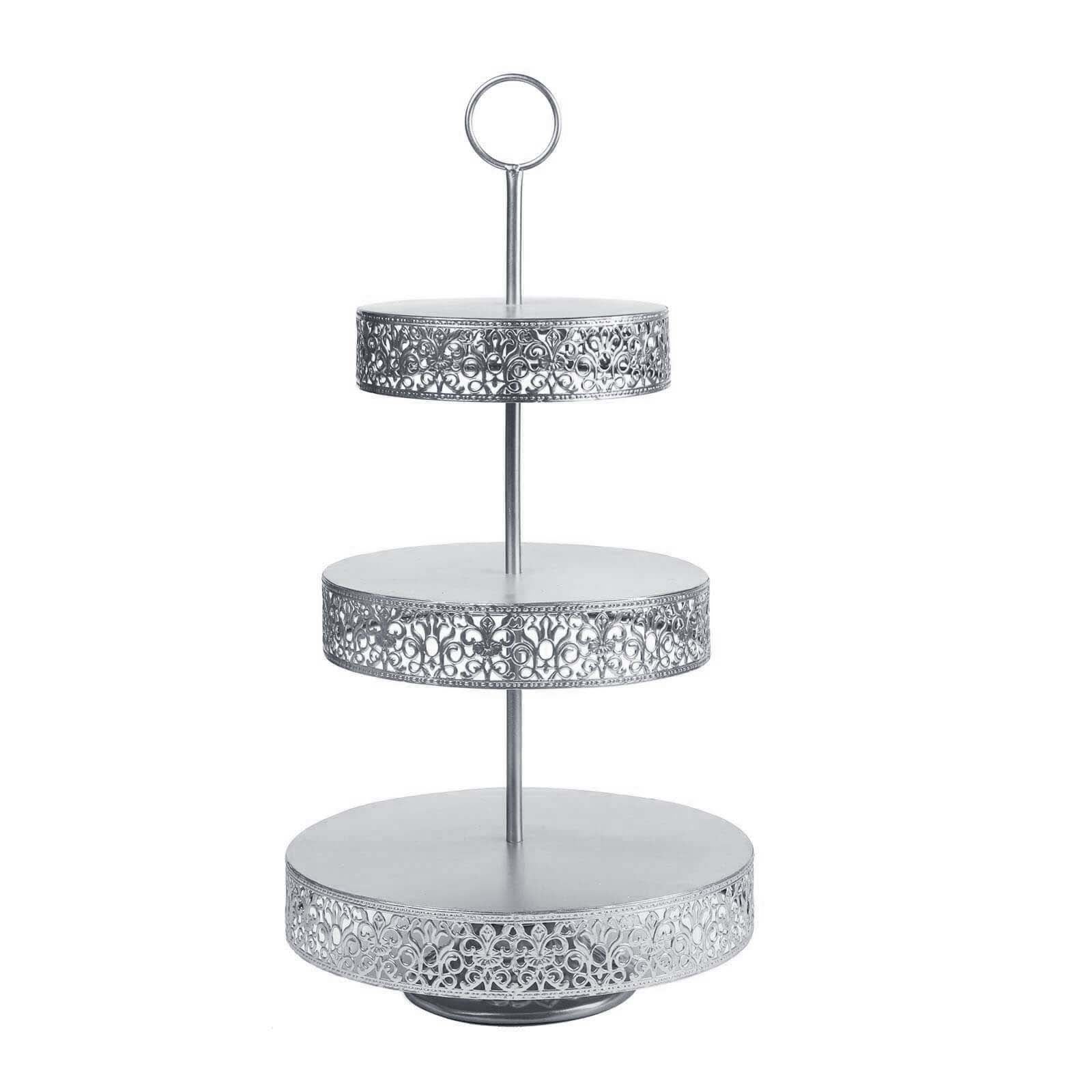 Metal Cupcake Stand 23" 3-Tier Reversible Design Silver - Dessert Holder and Serving Tray - Image 10