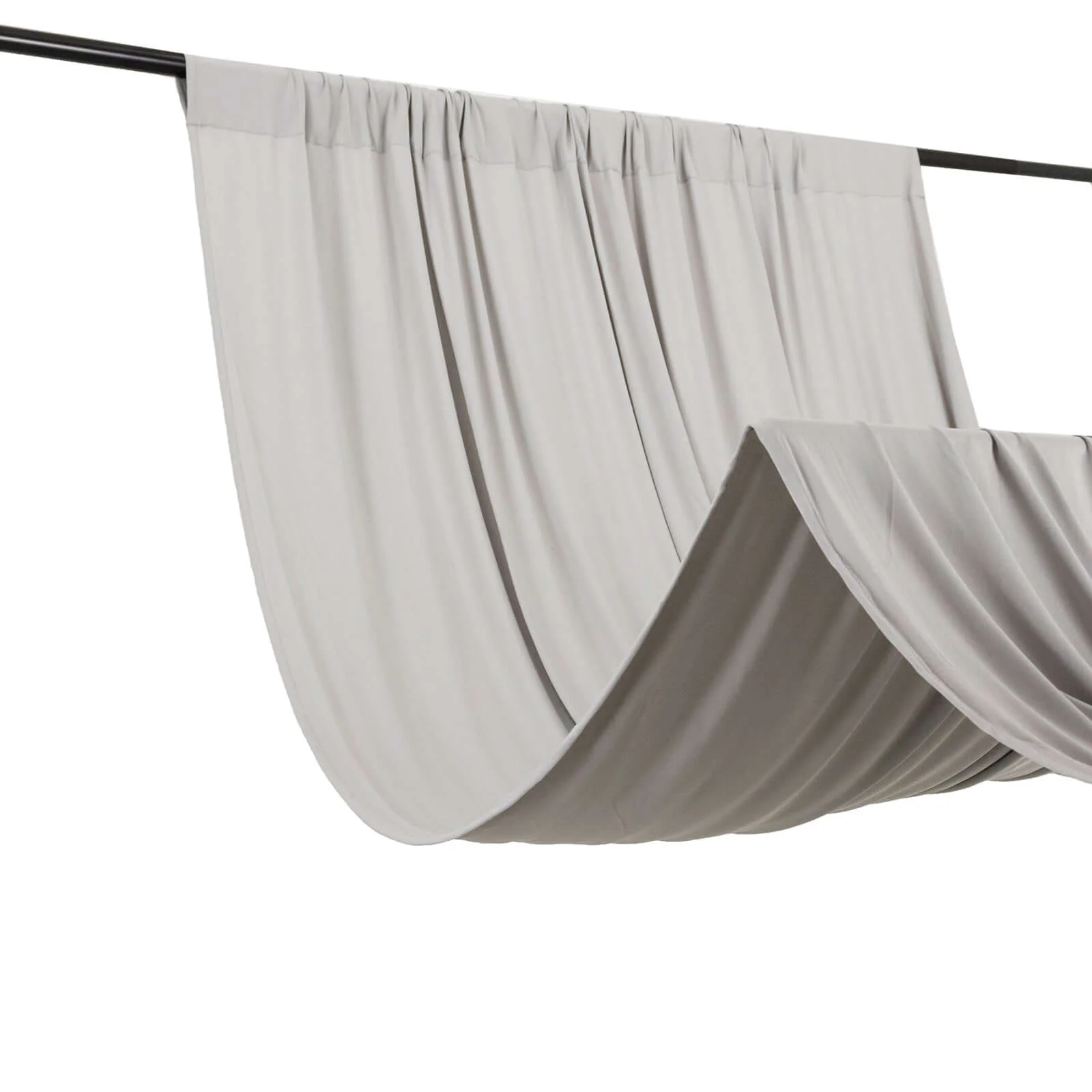 Silver 4-Way Stretch Spandex Backdrop Drape Curtain, Wrinkle Free Event Divider Panel with Rod Pockets - 5ftx10ft - Image 2