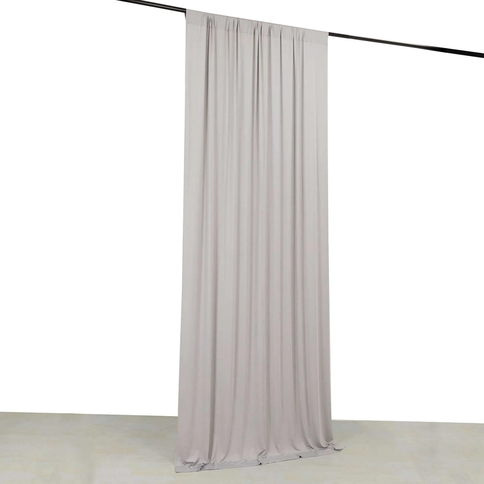 Silver 4-Way Stretch Spandex Backdrop Drape Curtain, Wrinkle Free Event Divider Panel with Rod Pockets - 5ftx10ft - Image 3