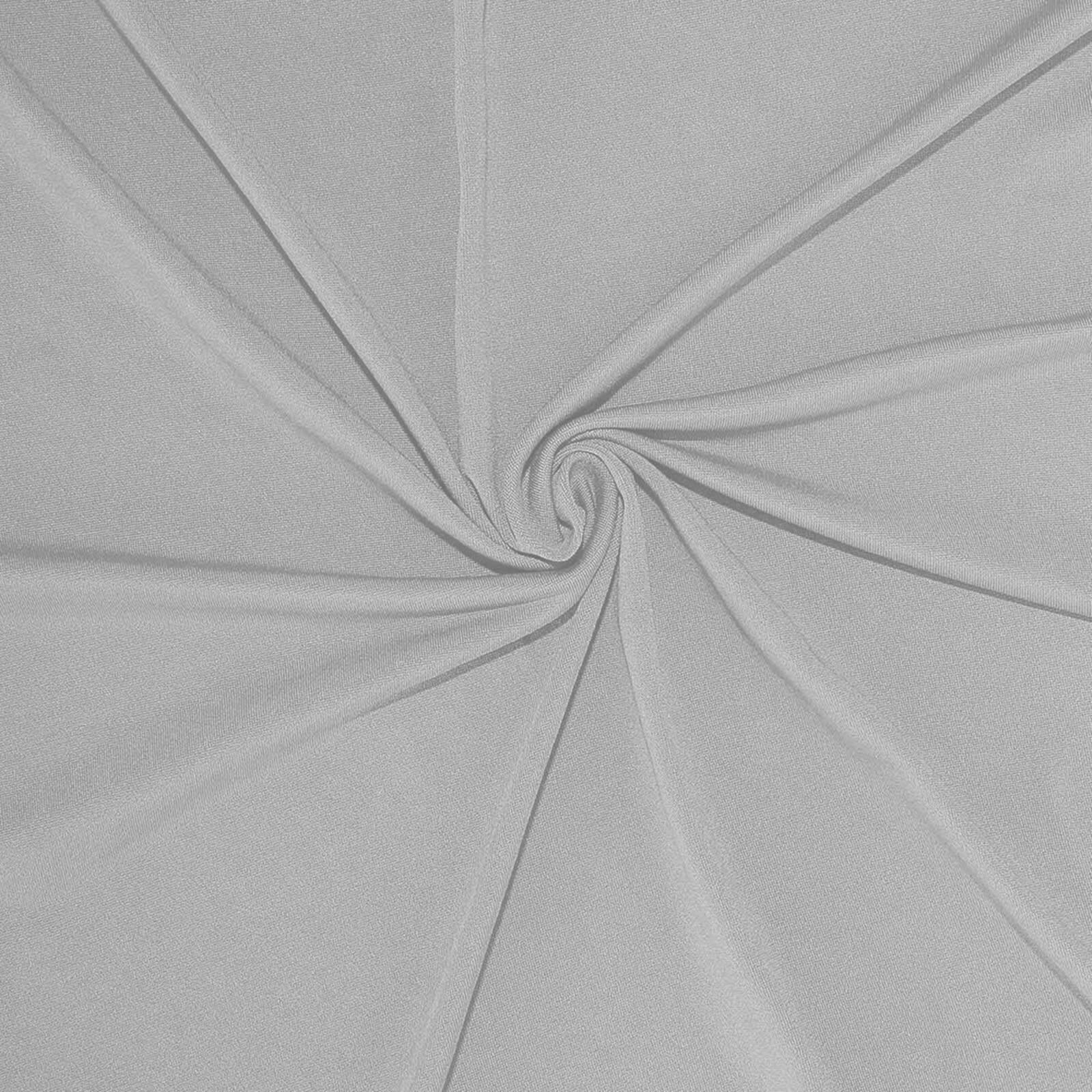 Silver 4-Way Stretch Spandex Backdrop Drape Curtain, Wrinkle Free Event Divider Panel with Rod Pockets - 5ftx10ft - Image 7