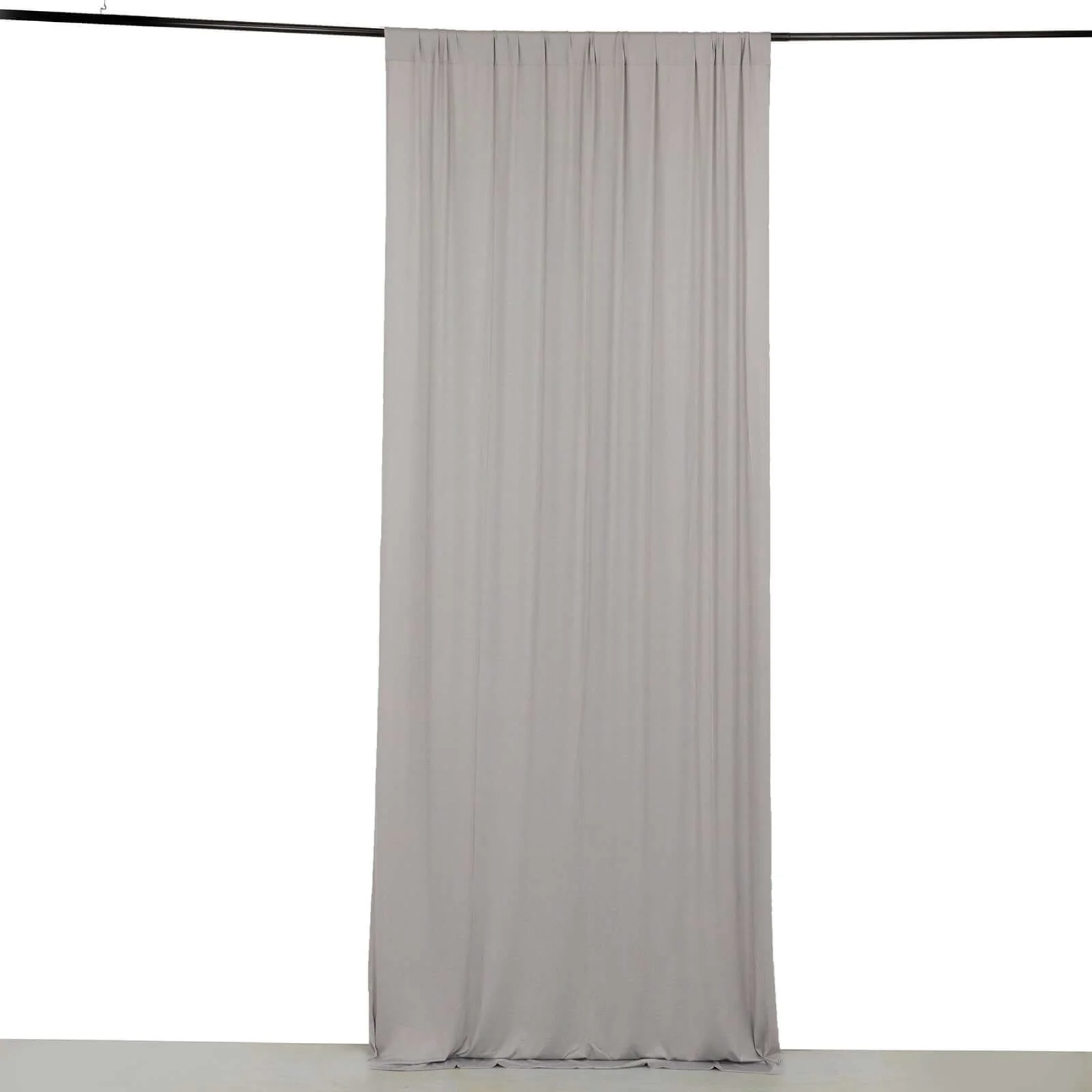 Silver 4-Way Stretch Spandex Backdrop Drape Curtain, Wrinkle Free Event Divider Panel with Rod Pockets - 5ftx10ft - Image 8