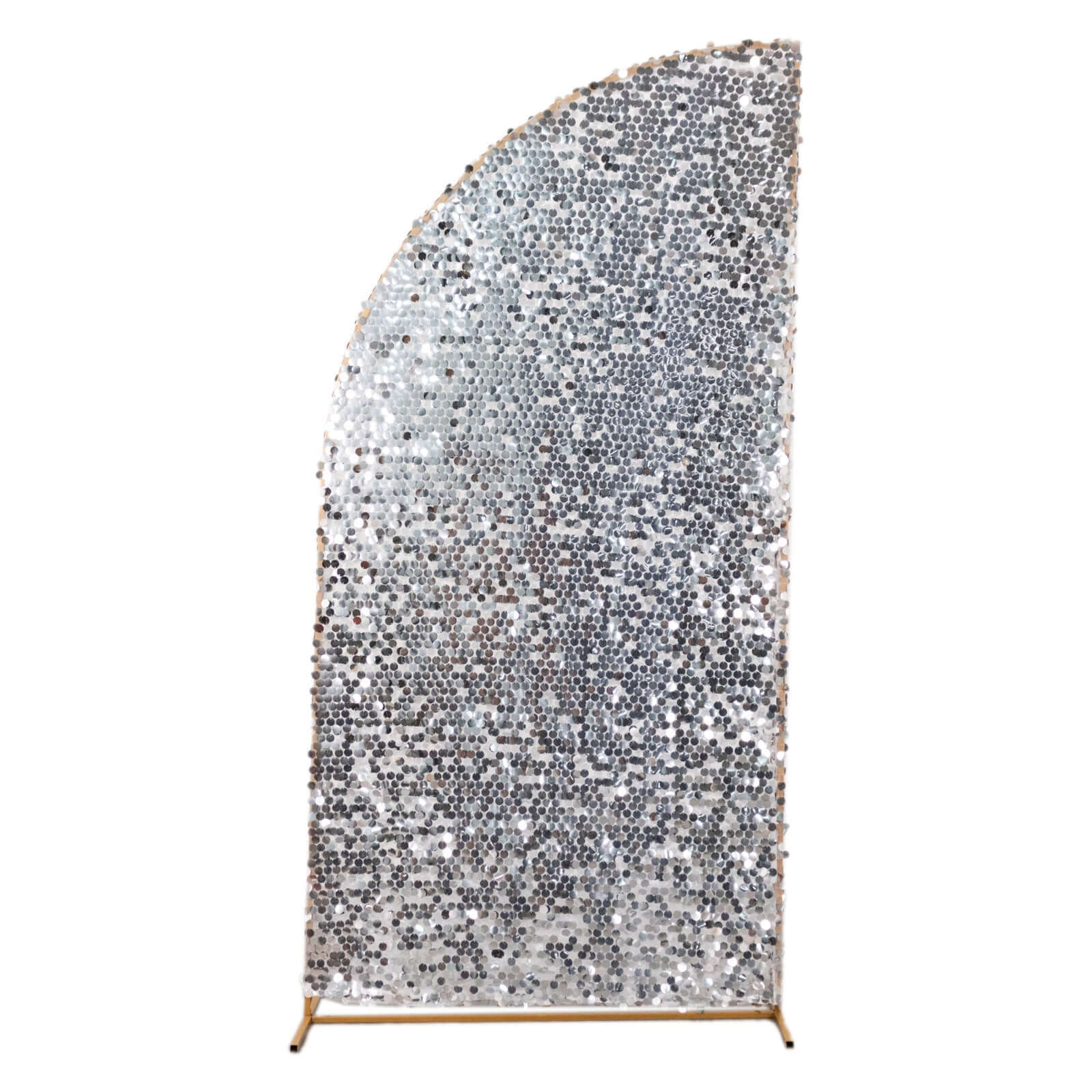 Silver Double Sided Big Payette Sequin Chiara Backdrop Stand Cover For Half Moon Wedding Arch Stand 7ft - Image 11