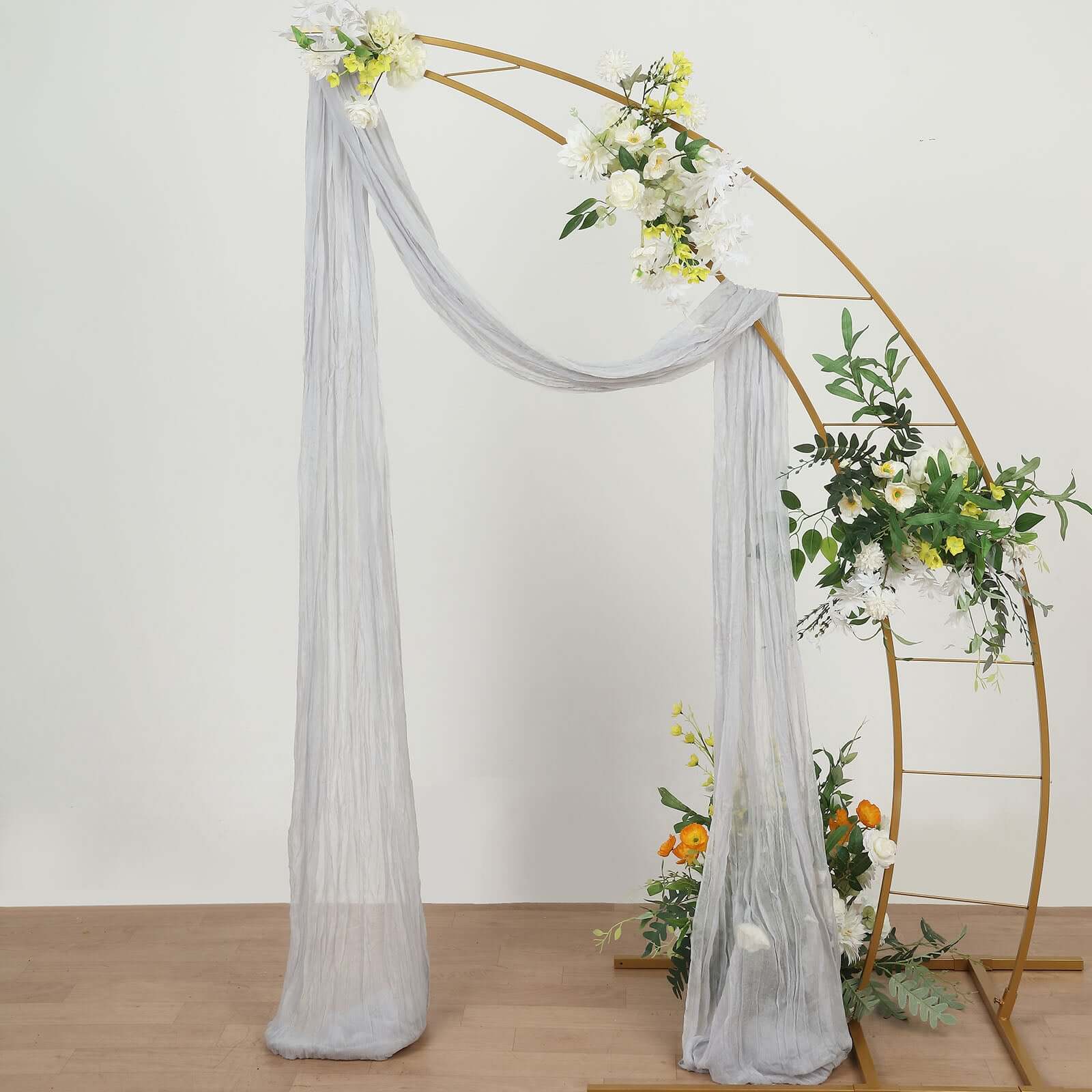 Silver Gauze Cheesecloth Draping Fabric Wedding Arch Decorations, Window Scarf Valance Drapes, Boho Arbor Long Curtain Panel 20ft - Image 5