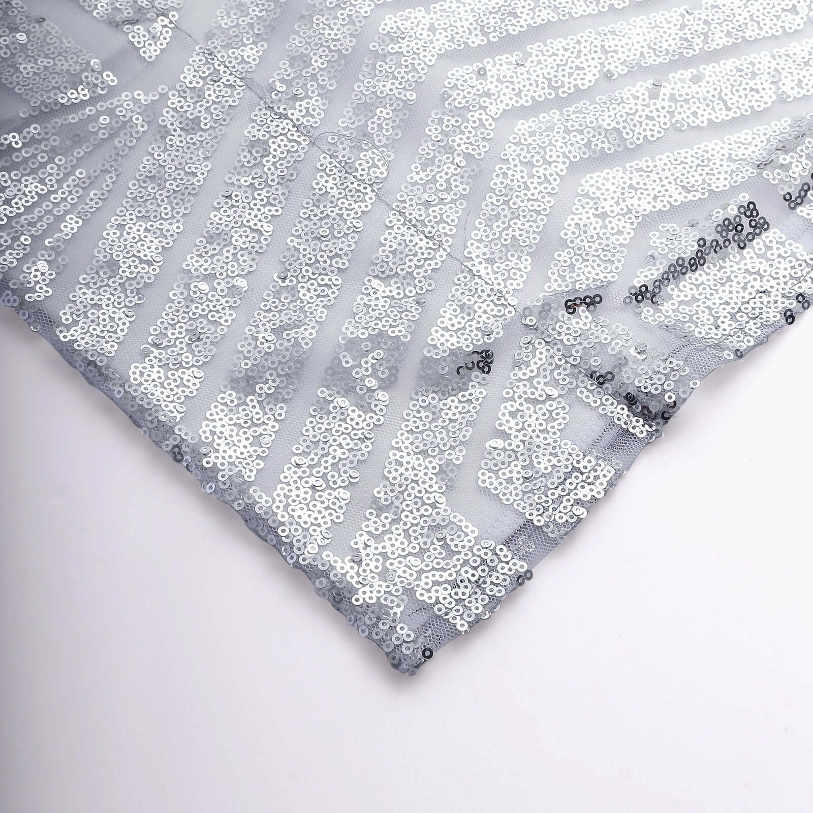 Silver Geometric Sequin Backdrop Drape Curtain with Satin Backing, Seamless Opaque Sparkly Photo Booth Event Divider Panel in Diamond Glitz Pattern - 8ftx8ft - Image 8