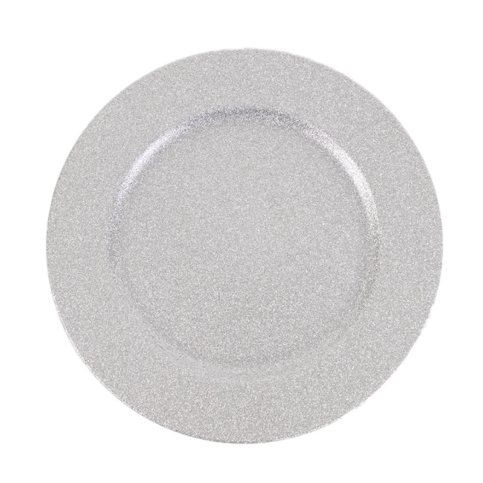 6-Pack Acrylic Plastic Charger Plates 13" Round Silver Glittered Design - Shimmering Dinner Charger Tableware - Image 6