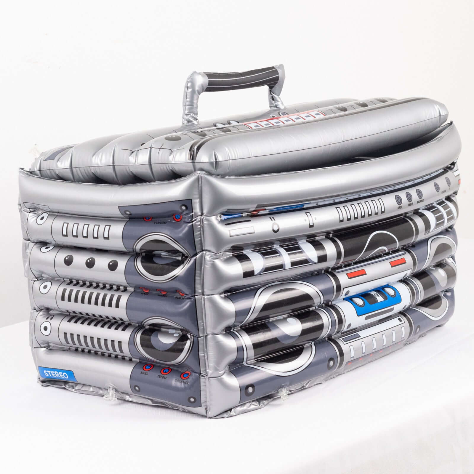 Silver Inflatable Ice Beverage Cooler 80's Boom Box Design 24"x12" - Pool Party Drink Container - Image 15