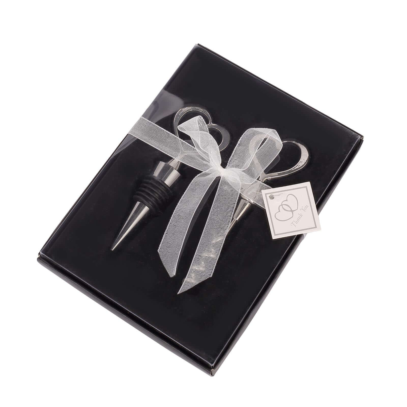 Silver Metal Heart Wine Bottle Opener / Cork Stopper Party Favors Souvenir Gift Set, Wedding Favor in Velvet Box 4.5",5" - Image 7