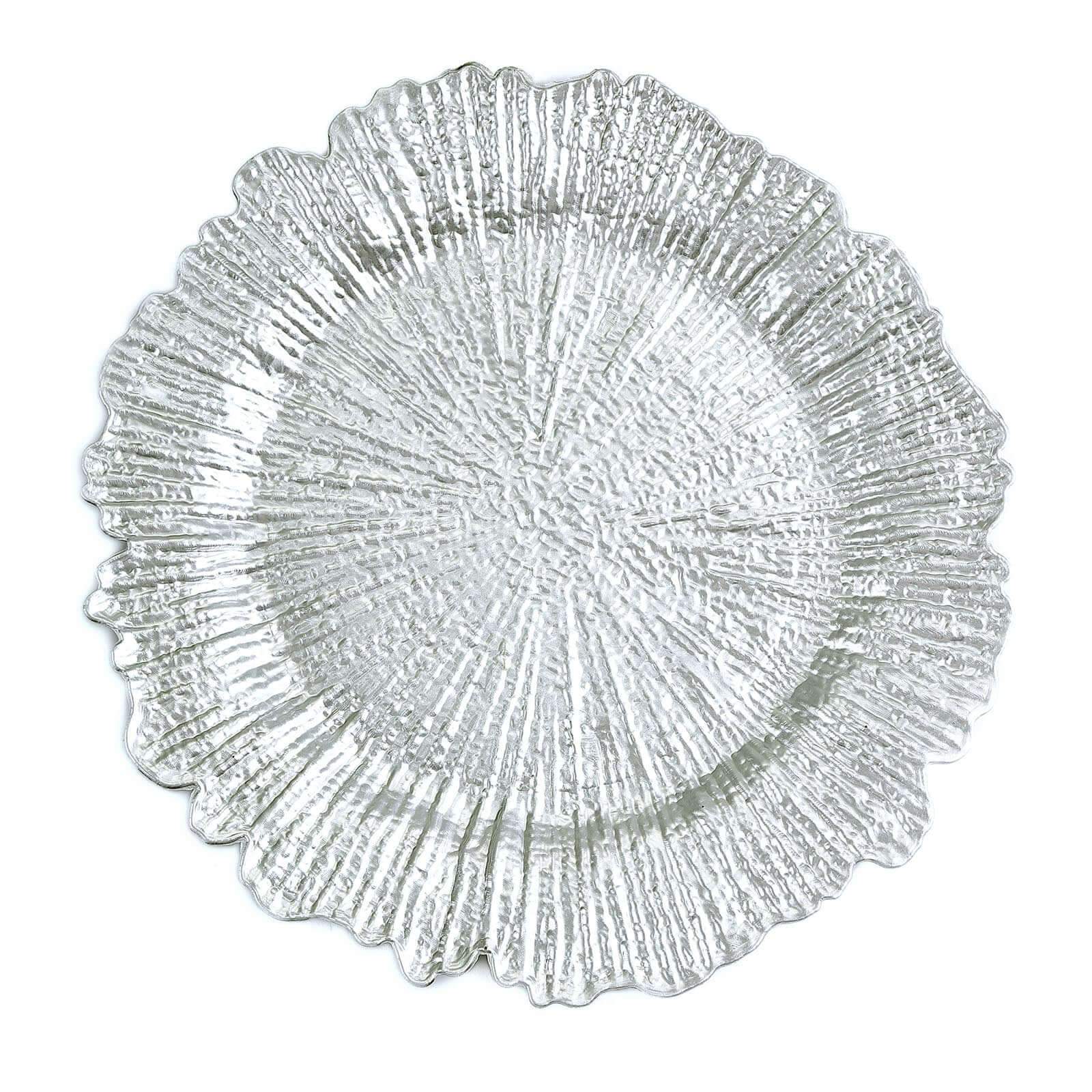 6-Pack Acrylic Plastic Charger Plates 13" Round Silver Reef Design - Decorative Dinner Charger Tableware - Image 5