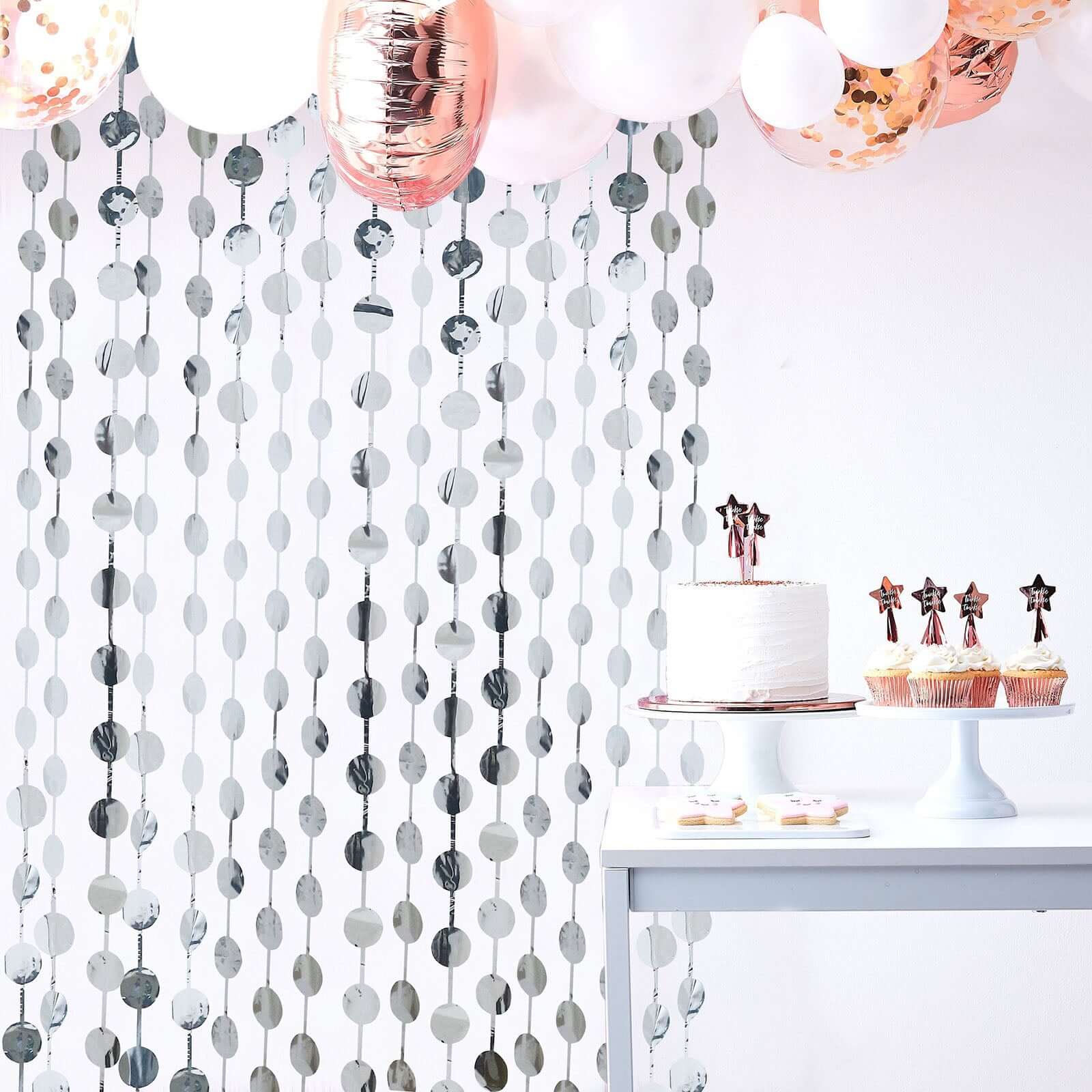 Silver Round Chain Foil Fringe Curtain Party Backdrop, Metallic Silver Tinsel Streamer Party Decor - Door Window Foil Curtain 3ftx6.5ft - Image 5