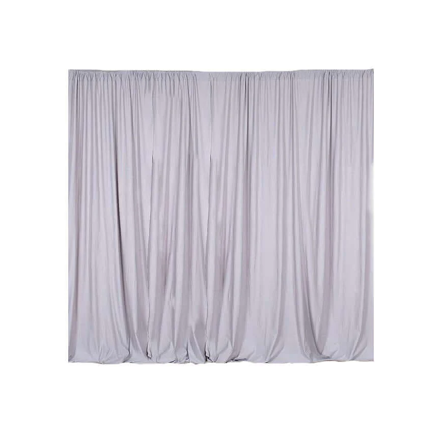 2 Pack 5ftx10ft Silver Scuba Polyester Backdrop Drape Curtains, Durable Flame Resistant Event Divider Panels Wrinkle Free With Rod Pockets - Image 2