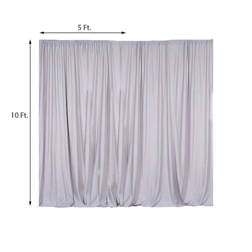 2 Pack 5ftx10ft Silver Scuba Polyester Backdrop Drape Curtains, Durable Flame Resistant Event Divider Panels Wrinkle Free With Rod Pockets - Image 3