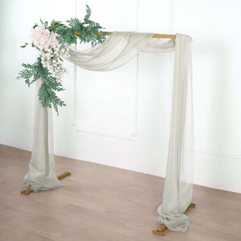 Silver Sheer Organza Wedding Arch Draping Fabric, Long Curtain Backdrop Window Scarf Valance 18ft - Image 6