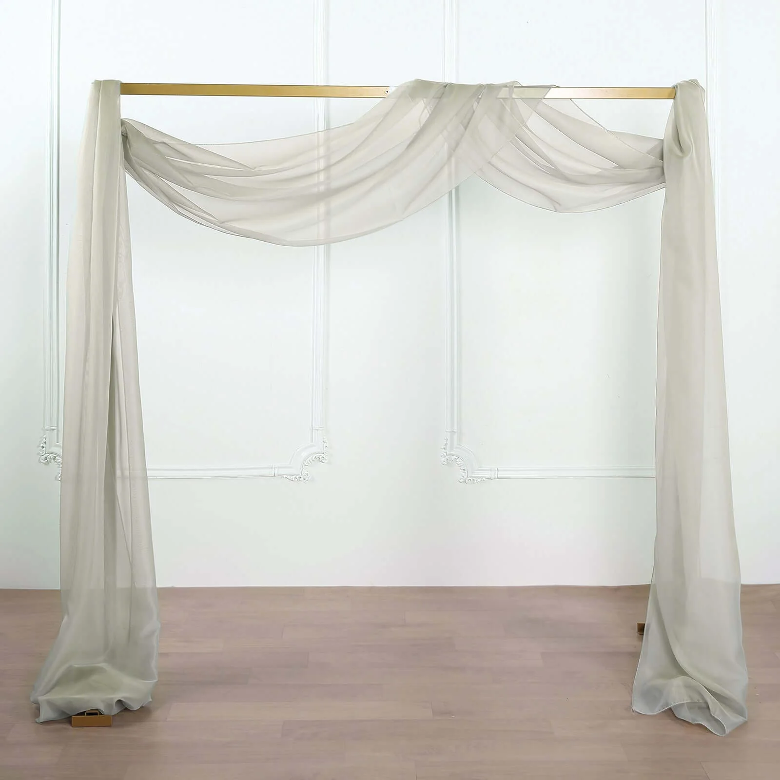 Silver Sheer Organza Wedding Arch Draping Fabric, Long Curtain Backdrop Window Scarf Valance 18ft - Image 8