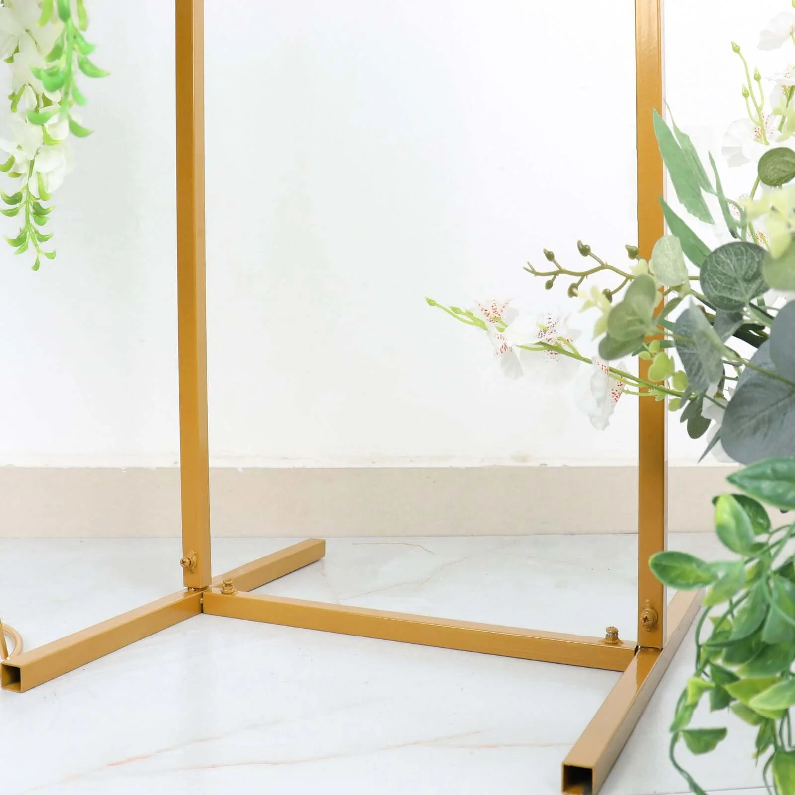 Slim Gold Metal Wedding Arch 6.5ft Rectangular Backdrop Stand - Floral Display Frame - Image 12