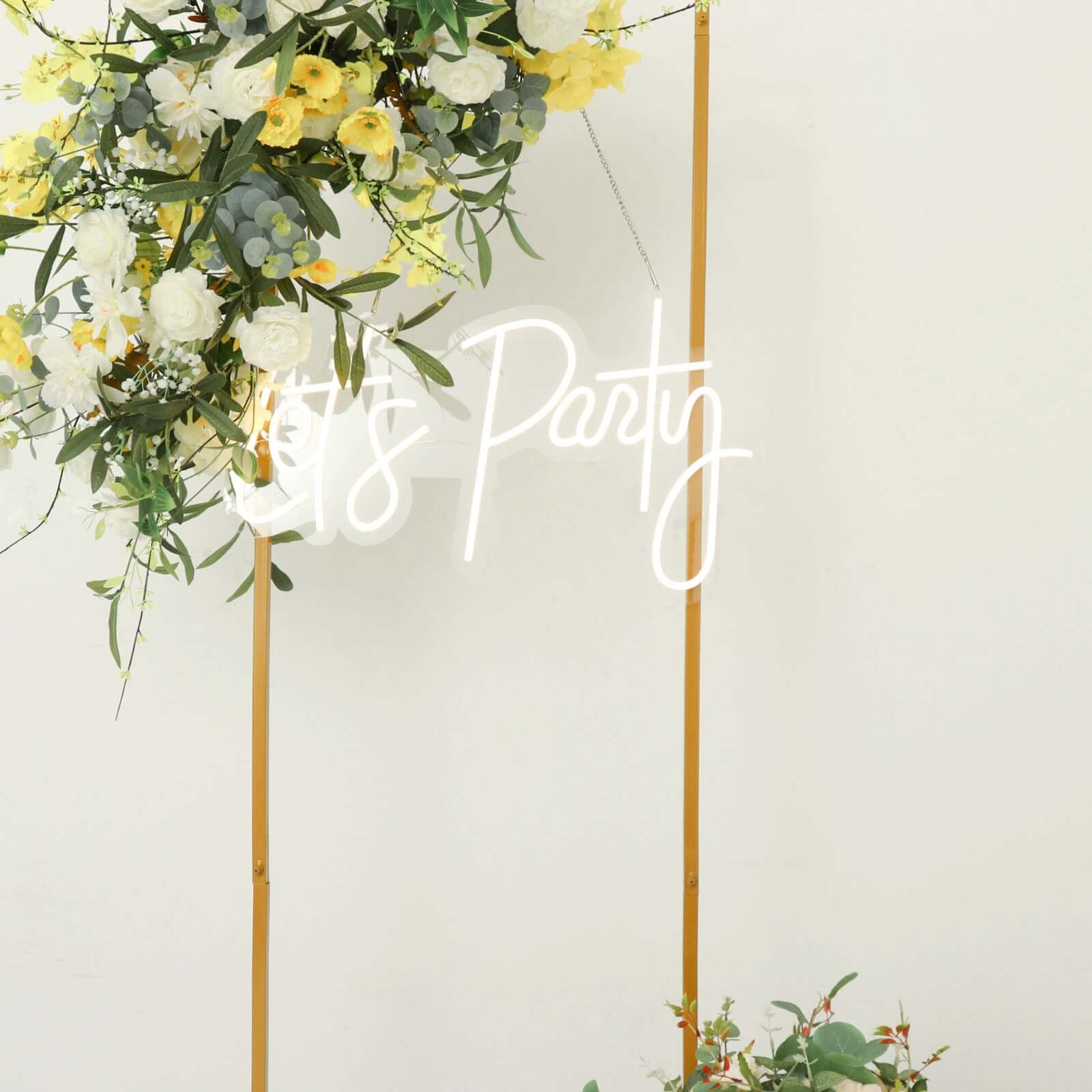 Slim Gold Metal Wedding Arch 6.5ft Rectangular Backdrop Stand - Floral Display Frame - Image 16