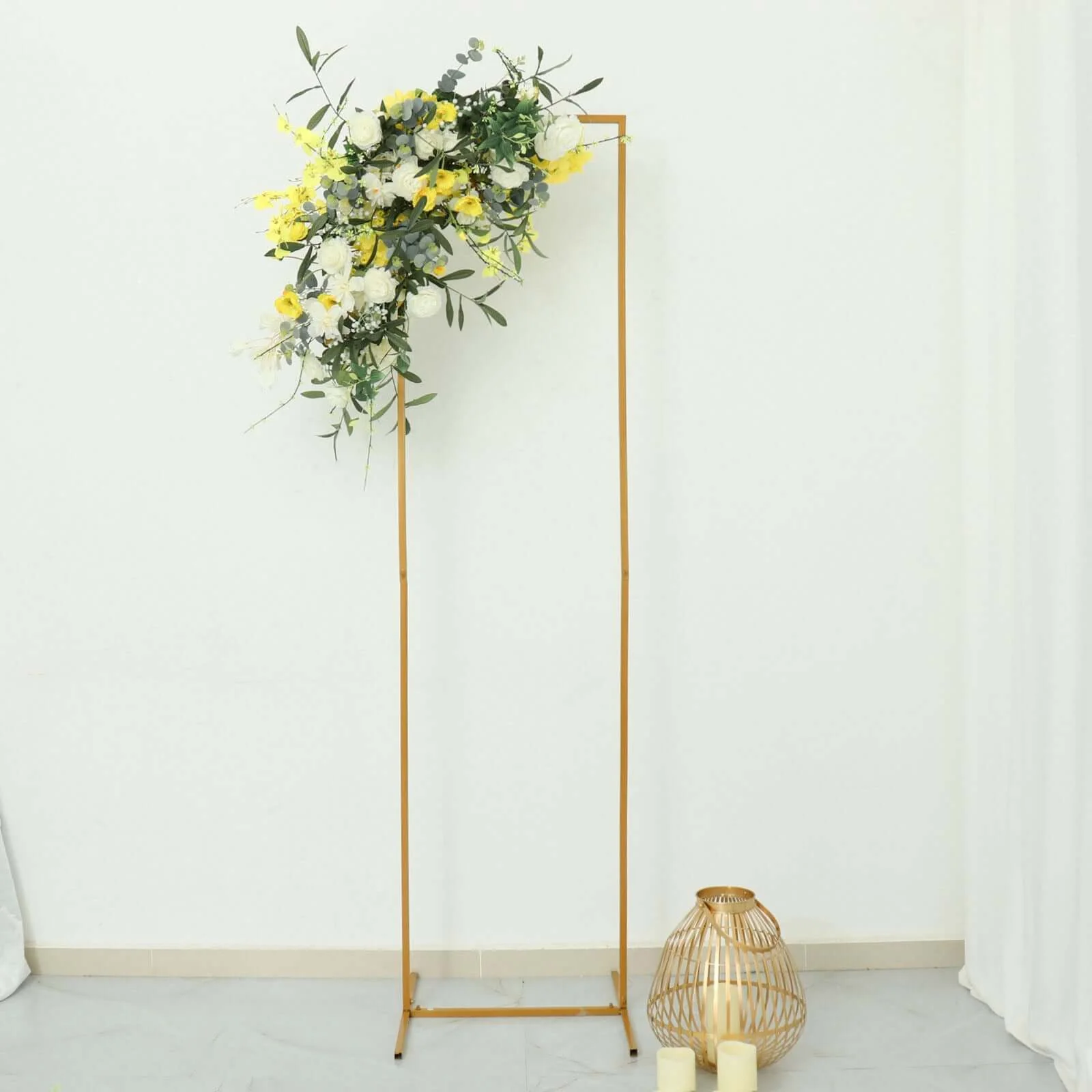Slim Gold Metal Wedding Arch 6.5ft Rectangular Backdrop Stand - Floral Display Frame - Image 5