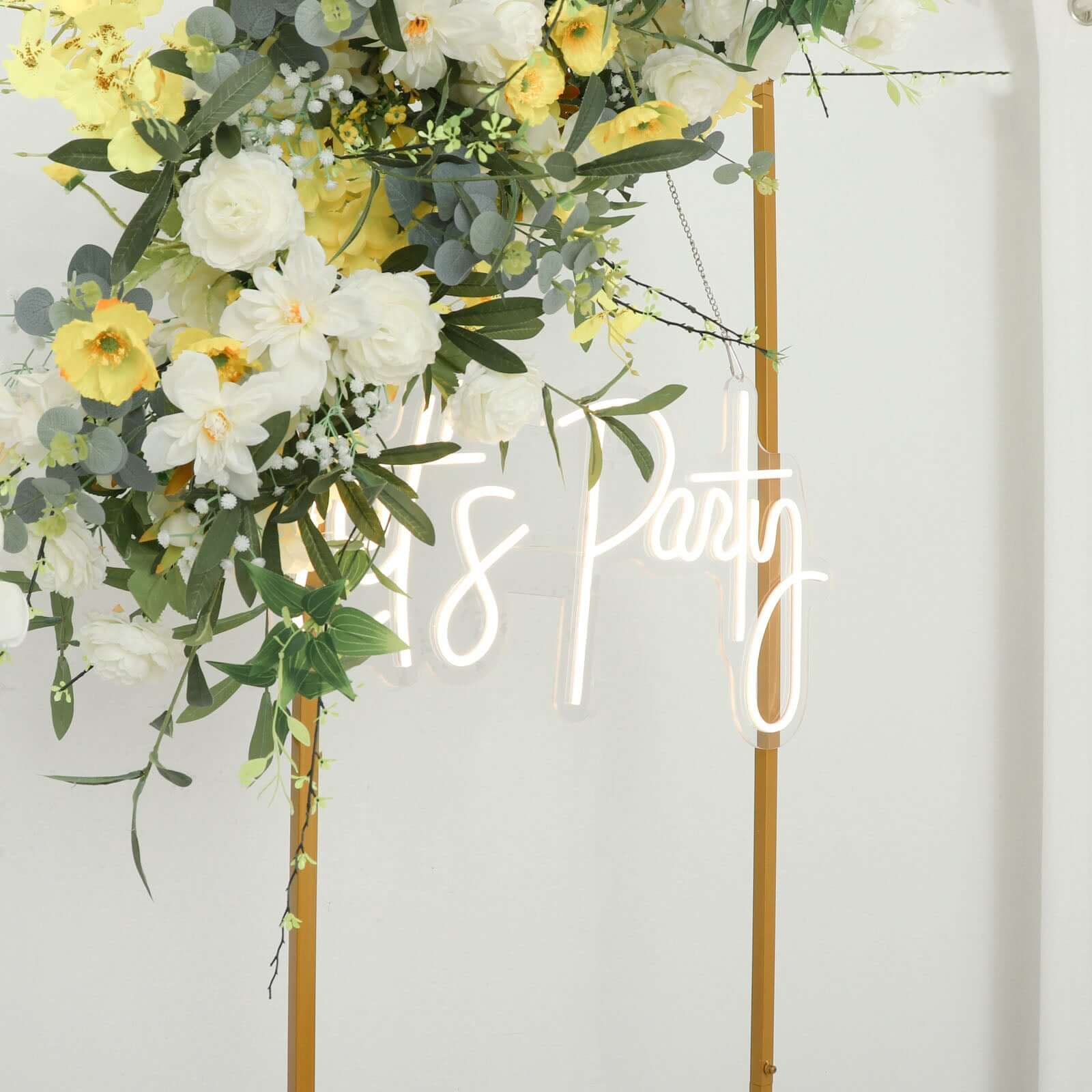 Slim Gold Metal Wedding Arch 6.5ft Rectangular Backdrop Stand - Floral Display Frame - Image 9
