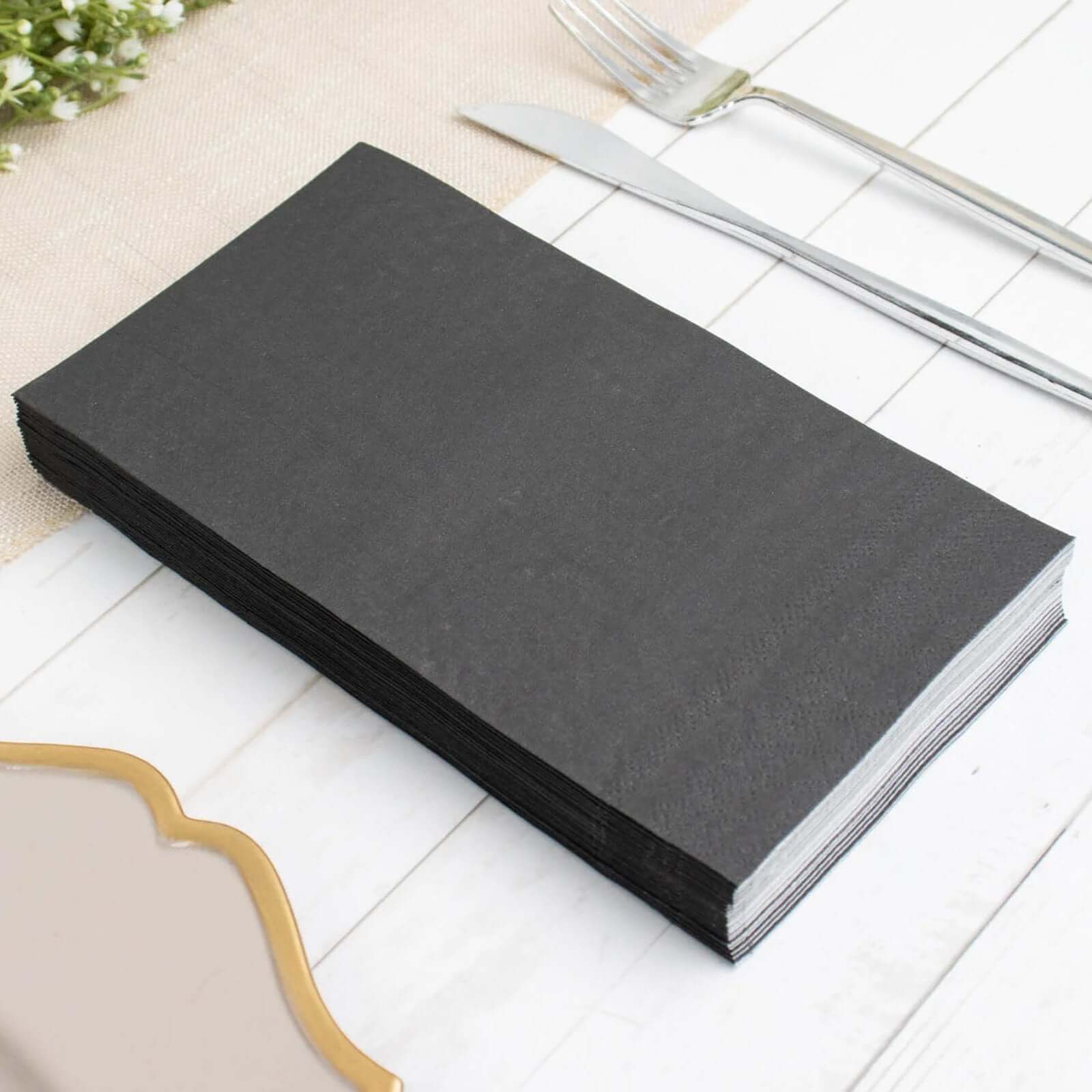 50-Pack Paper Napkins 2-Ply Soft Black - Dinner Party Napkins for Wedding Receptions and Cocktails