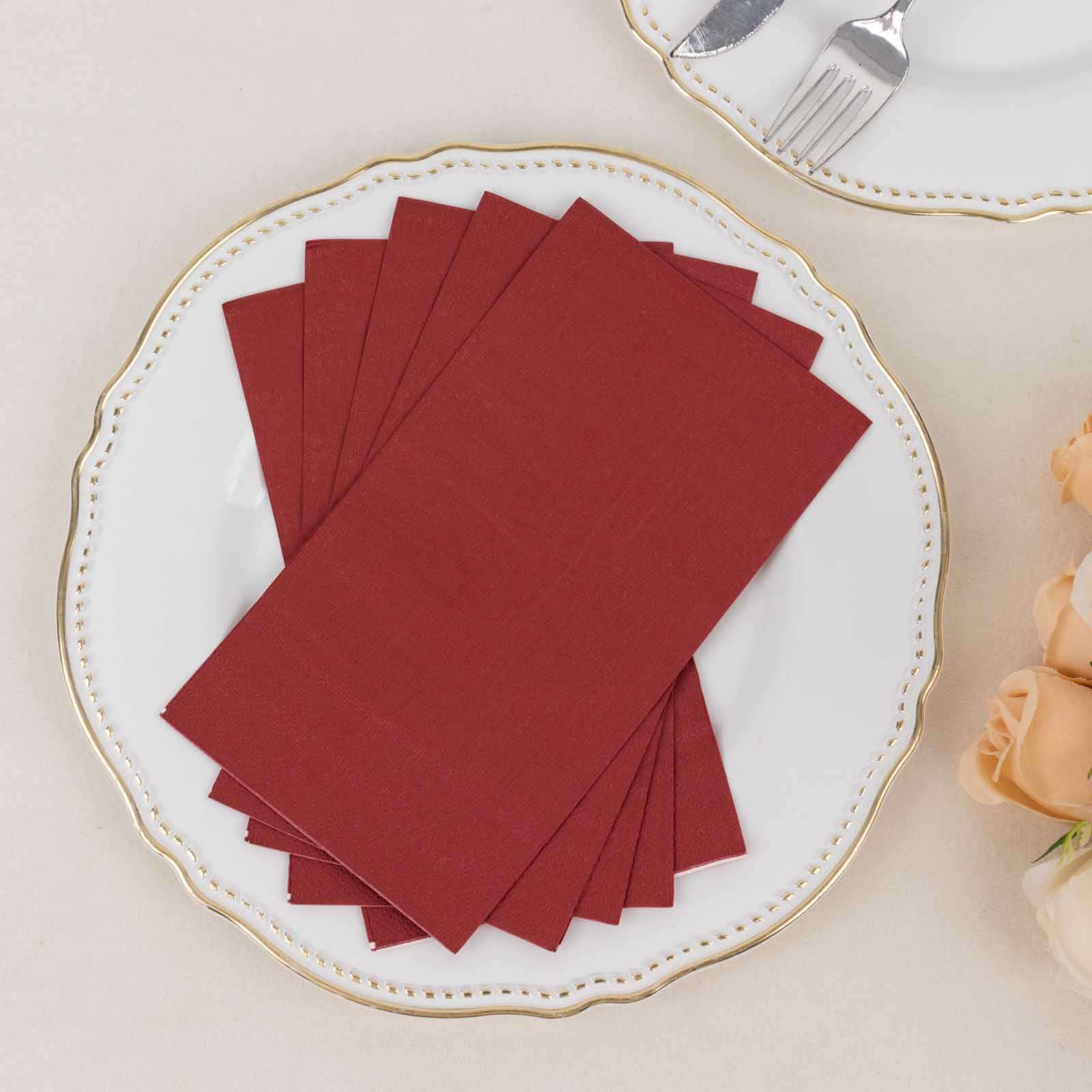 50-Pack Paper Napkins 2-Ply Soft Burgundy - Dinner Party Napkins - Image 2