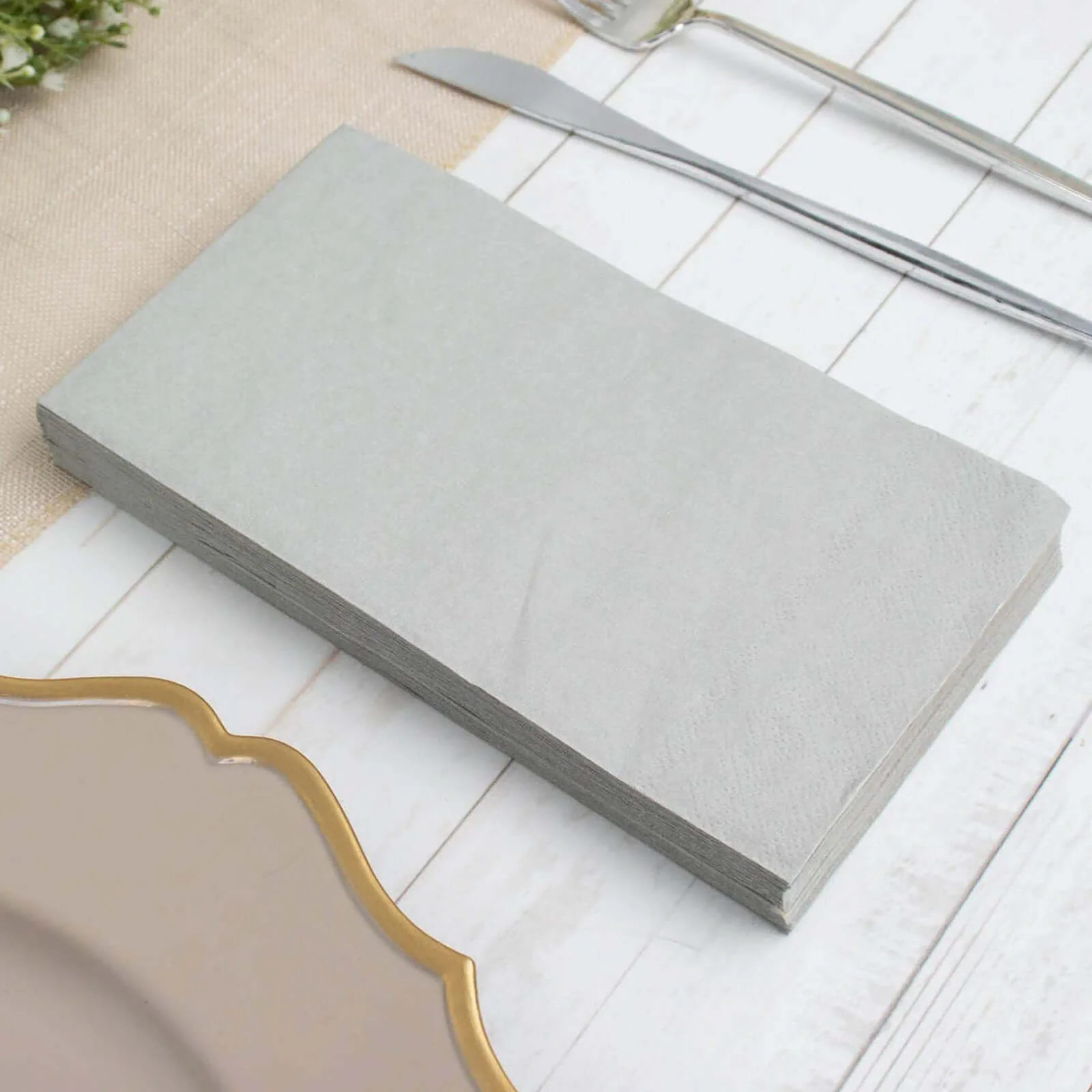 50-Pack Paper Napkins 2-Ply Soft Silver - Dinner Party Napkins