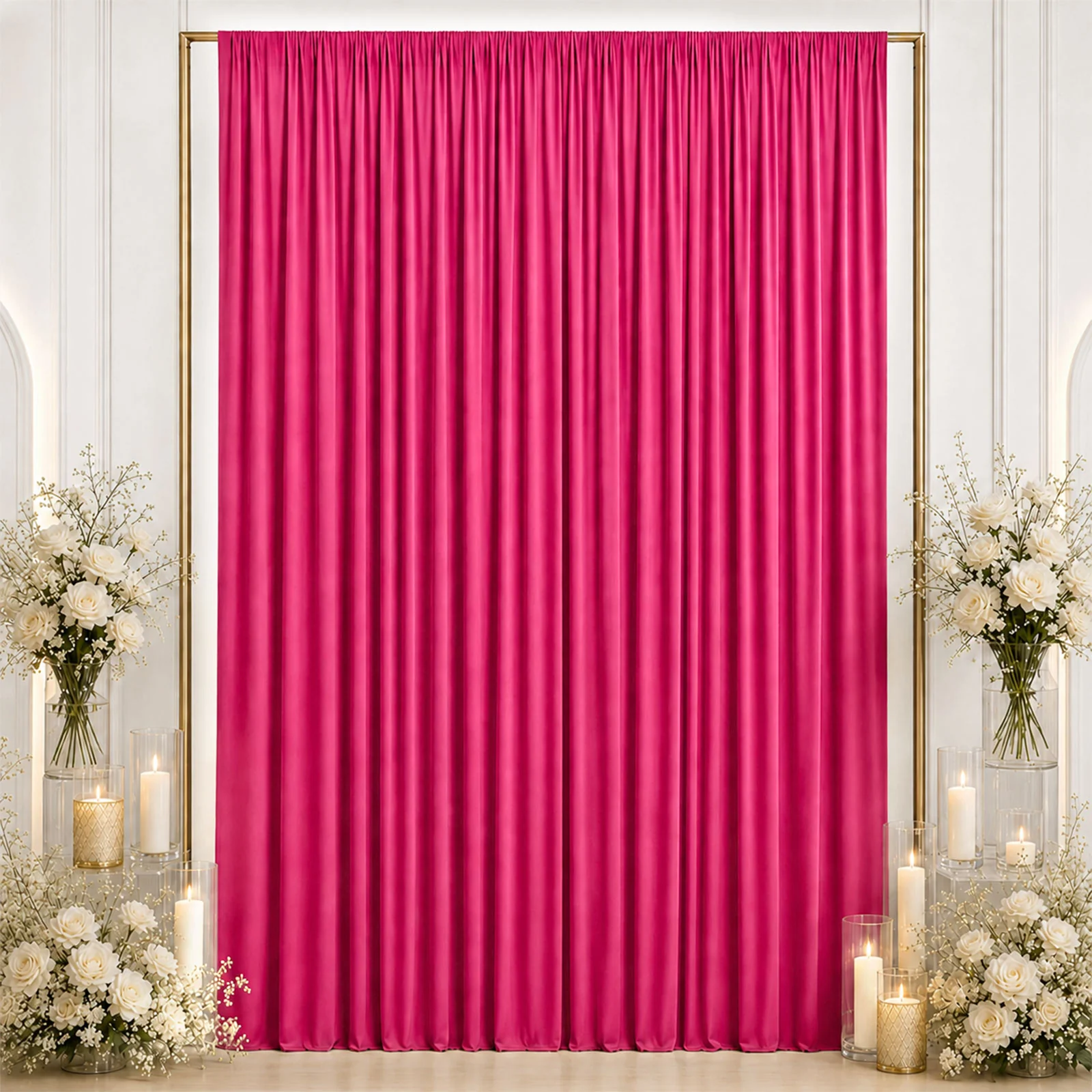 Spandex Backdrop Curtain Fuchsia 10ft x 12ft, 4-Way Stretch Wrinkle-Free Photo Booth Backdrop with Rod Pockets for Wedding & Events