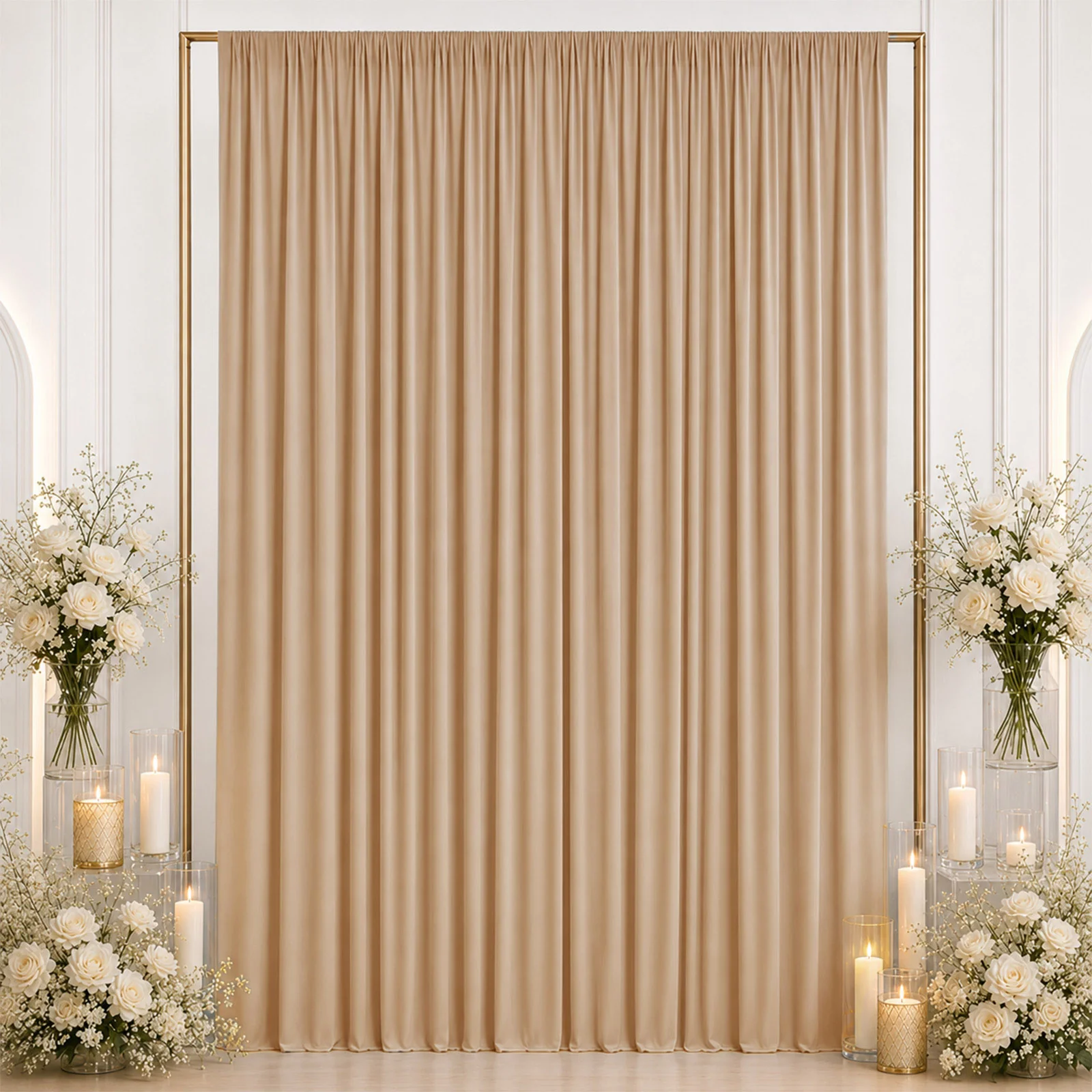 Spandex Backdrop Curtain Nude 10ft x 12ft, 4-Way Stretch Wrinkle-Free Photo Booth Backdrop with Rod Pockets for Wedding & Events