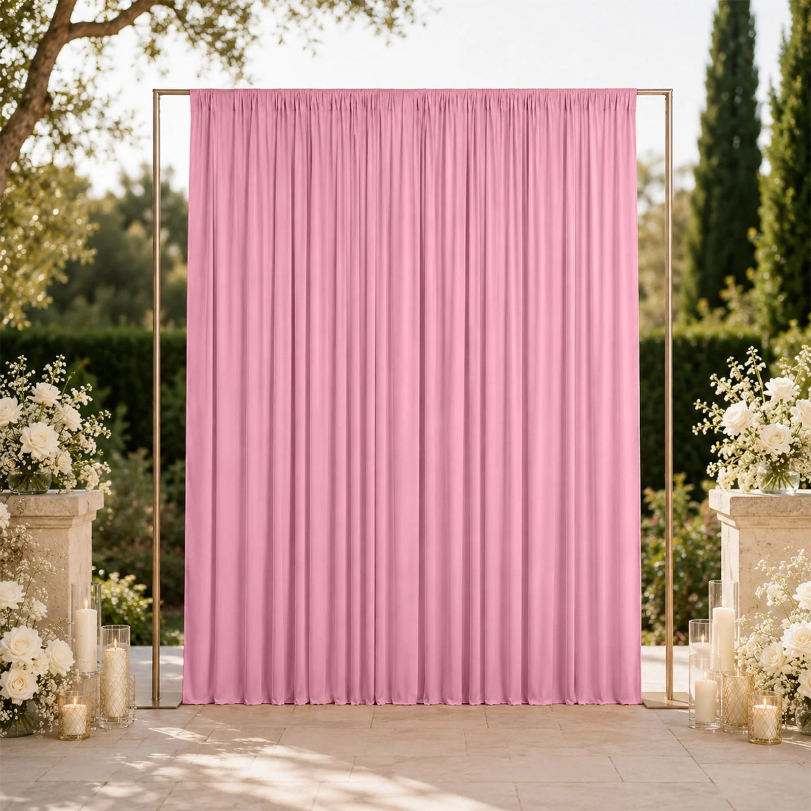 Spandex Backdrop Curtain Pink 10ft x 12ft, 4-Way Stretch Wrinkle-Free Photo Booth Backdrop with Rod Pockets for Wedding & Events - Image 3
