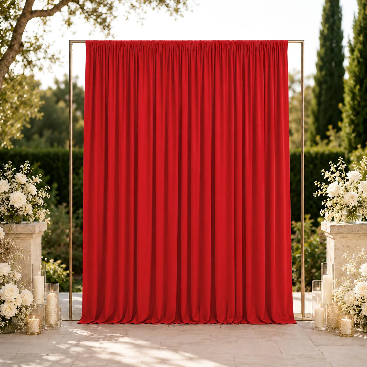 Spandex Backdrop Curtain Red 10ft x 12ft, 4-Way Stretch Wrinkle-Free Photo Booth Backdrop with Rod Pockets for Wedding & Events - Image 3