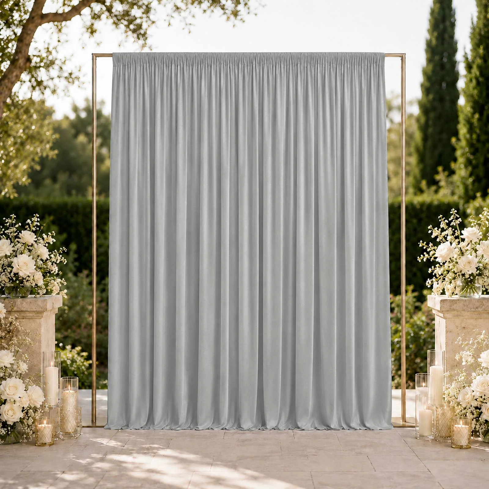 Spandex Backdrop Curtain Silver 10ft x 12ft, 4-Way Stretch Wrinkle-Free Photo Booth Backdrop with Rod Pockets for Wedding & Events - Image 3