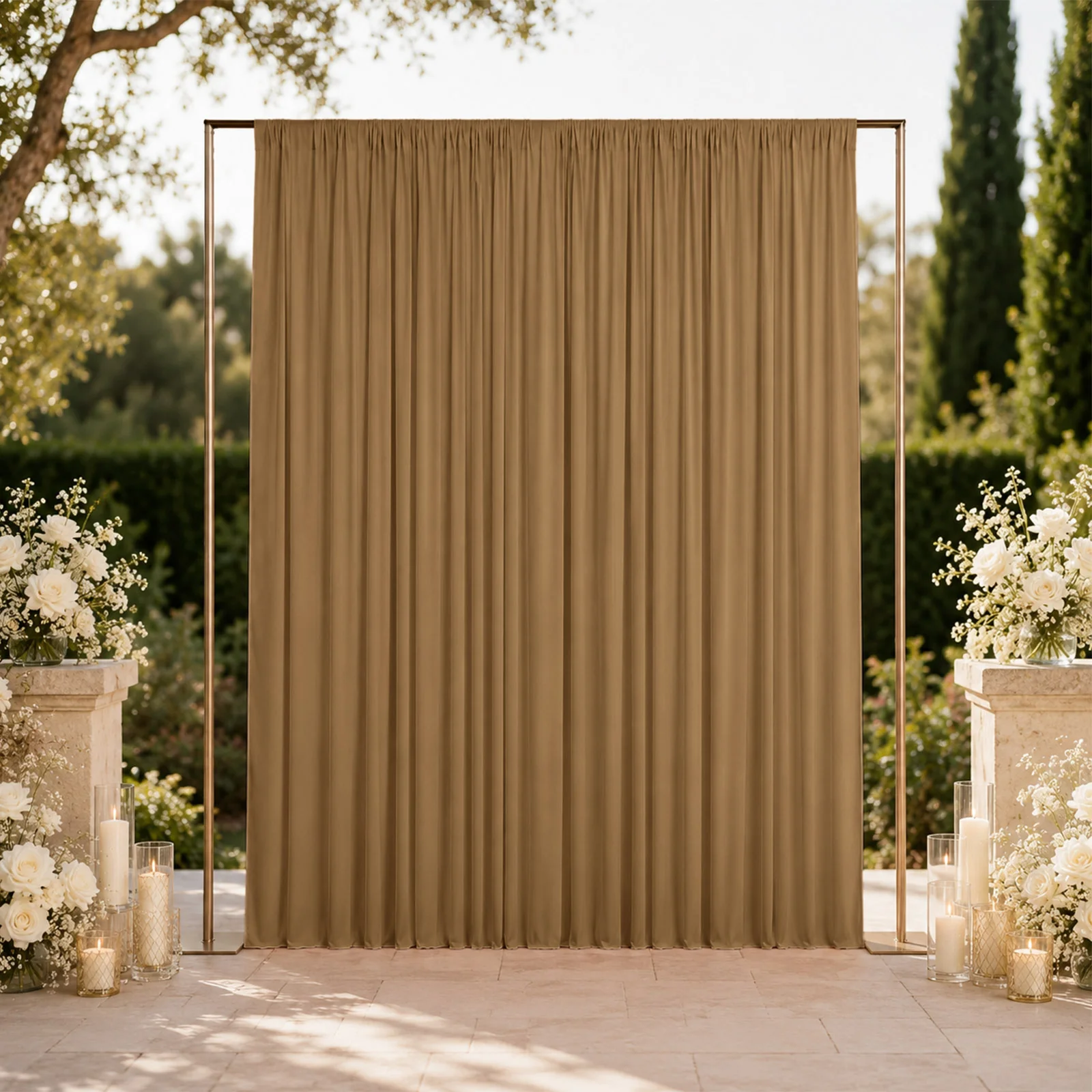 Spandex Backdrop Curtain Taupe 10ft x 12ft, 4-Way Stretch Wrinkle-Free Photo Booth Backdrop with Rod Pockets for Wedding & Events - Image 3